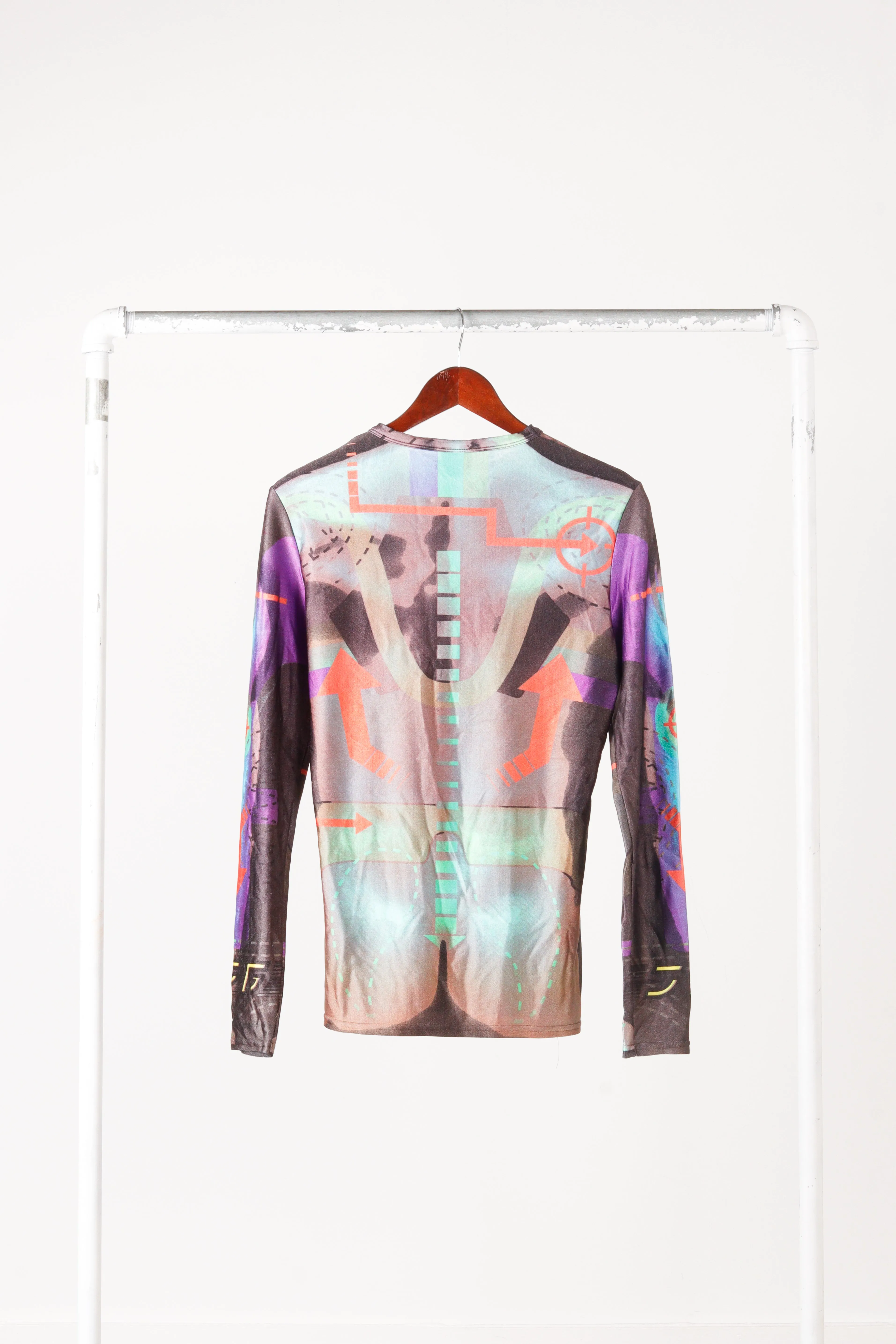 90's Jean Paul Gaultier 'Cyborg Illusion Print' L/S Top