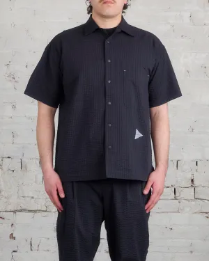 and wander Dry Soft Seersucker Button Shirt Navy