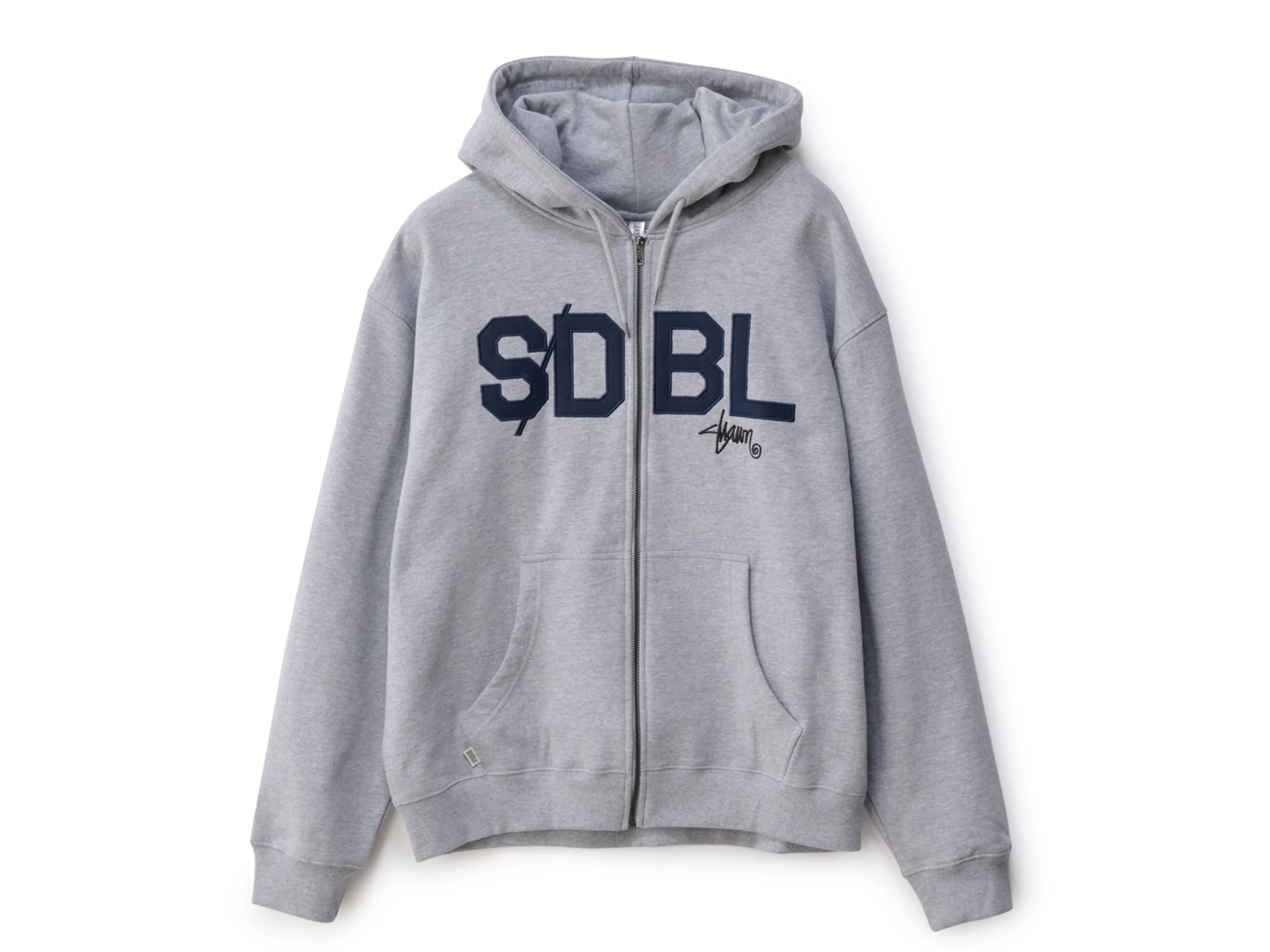 Applique Zip Thru Hooded Fleece - Grey Heather