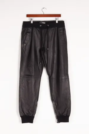 Balmain 'Leather Zipper Cuff Lounge Pants Black