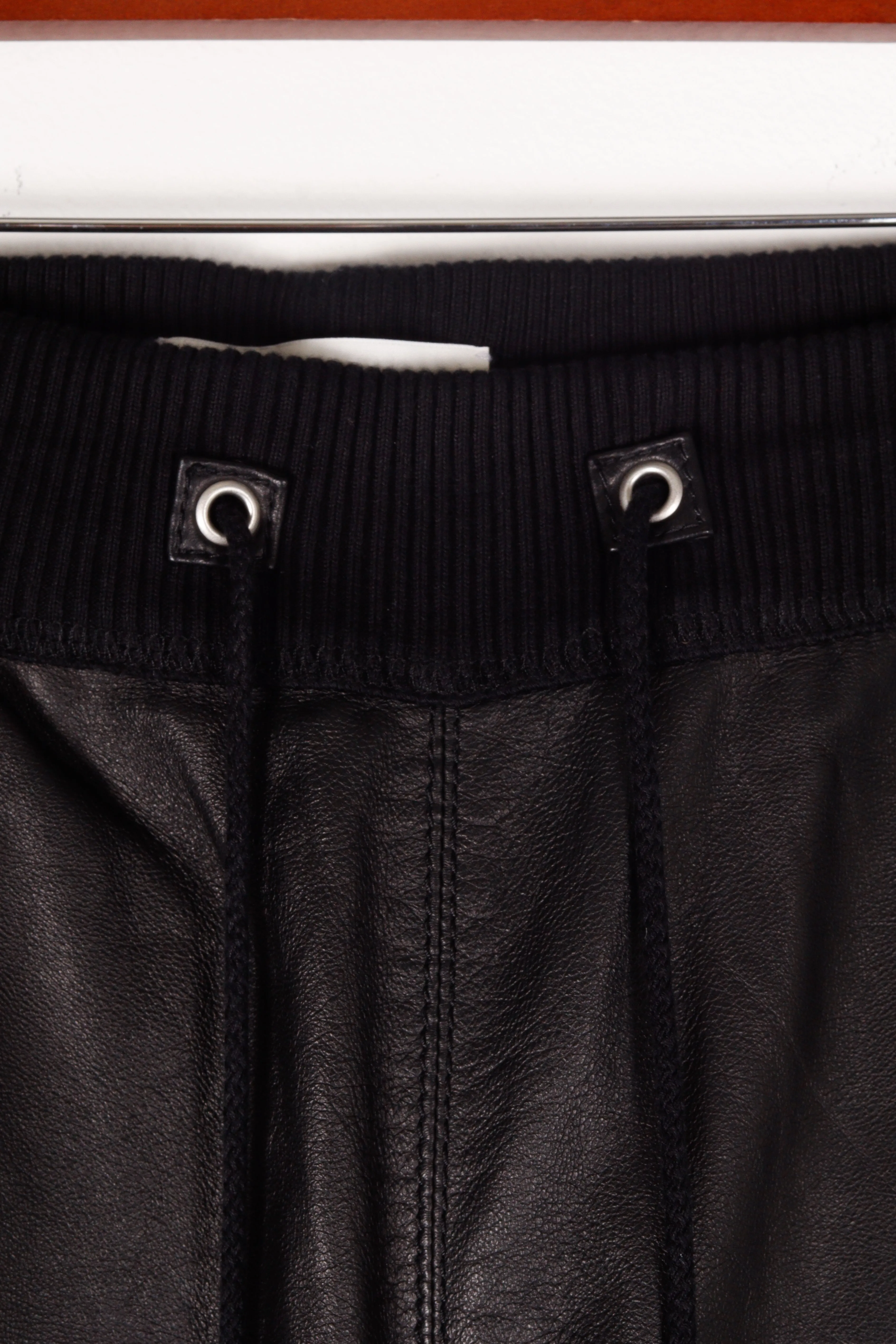 Balmain 'Leather Zipper Cuff Lounge Pants Black