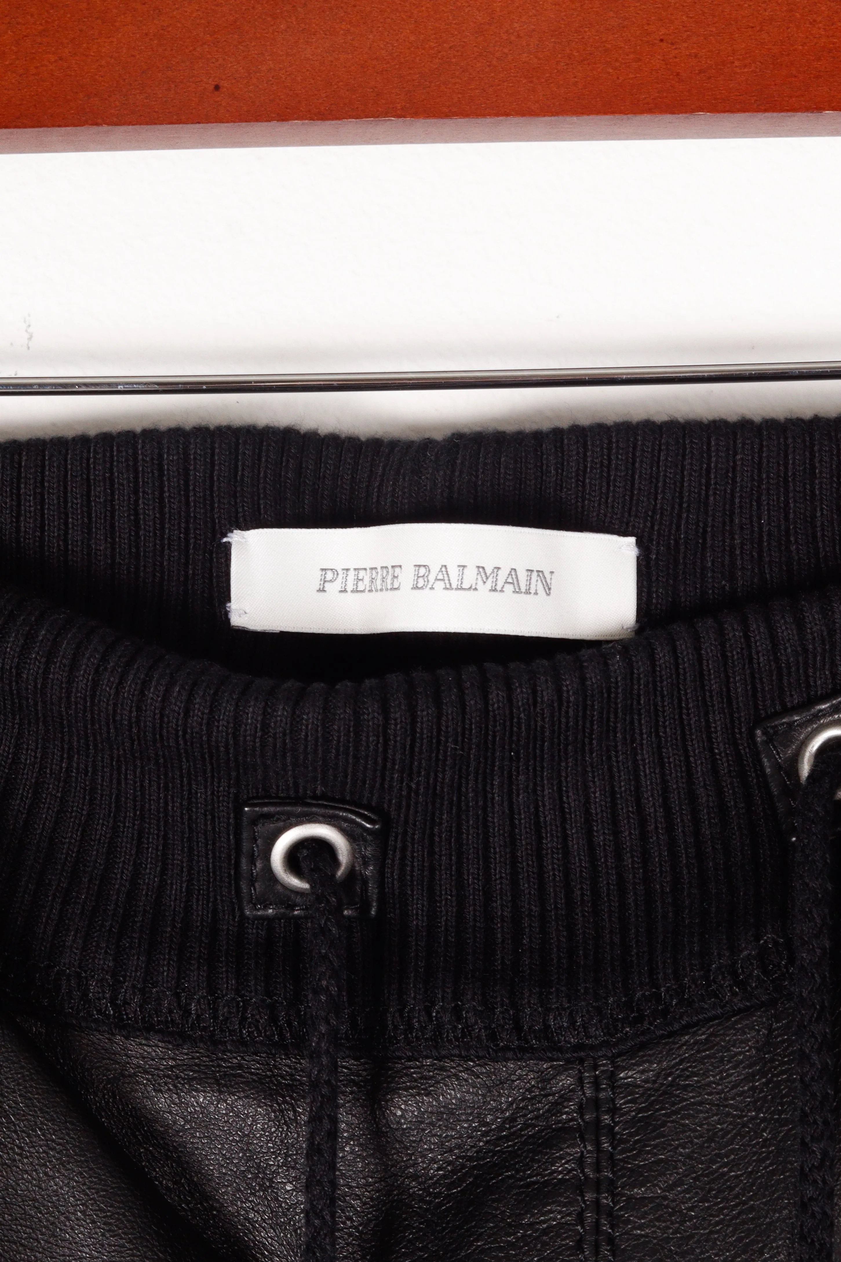 Balmain 'Leather Zipper Cuff Lounge Pants Black