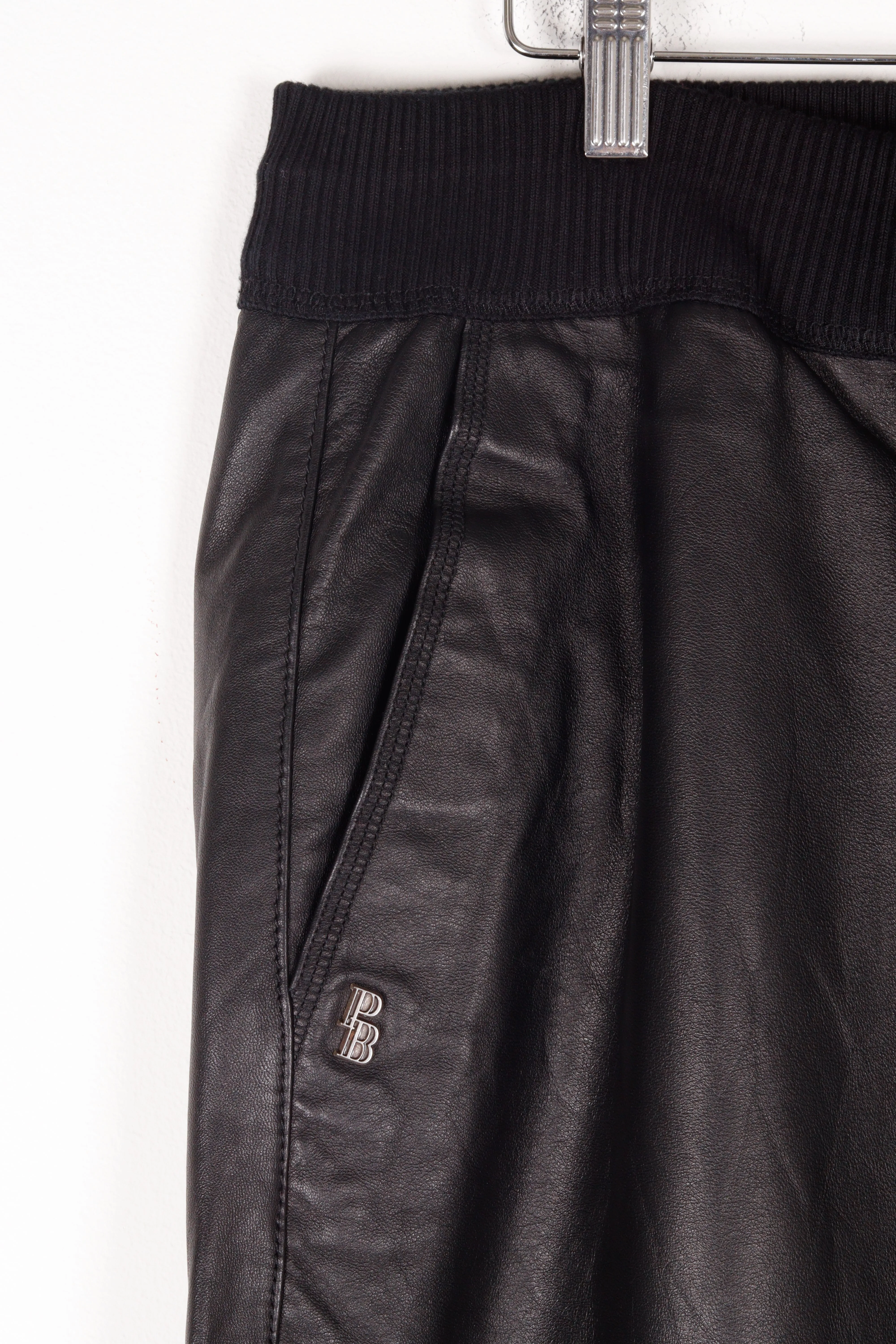 Balmain 'Leather Zipper Cuff Lounge Pants Black