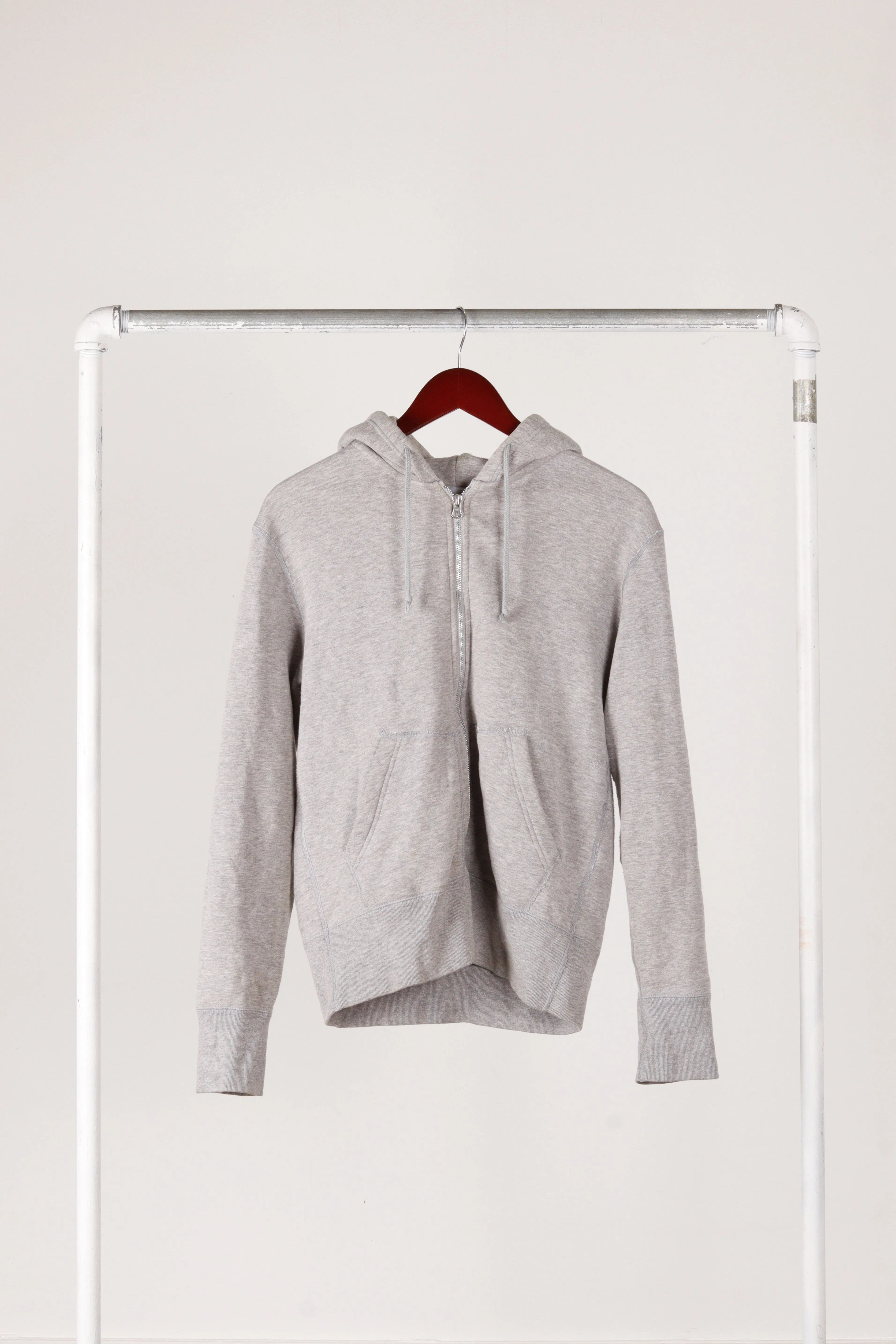 Beams Plus x LOOPWHEELER SS25 'Cropped' Zip-Up Hooded Sweatshirt Gray (2025)