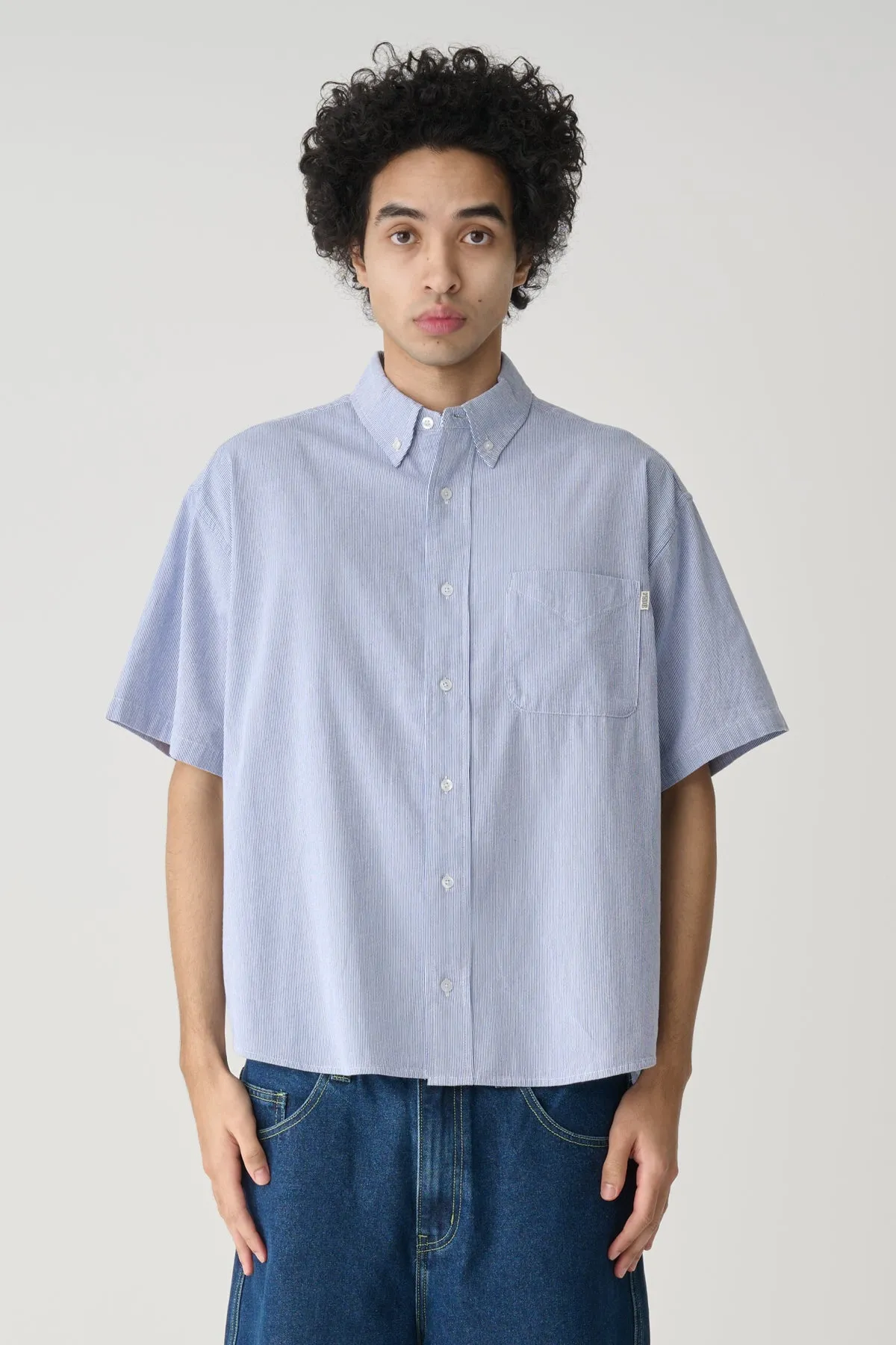 Classic Oxford Short Sleeve Shirt - Navy Stripe