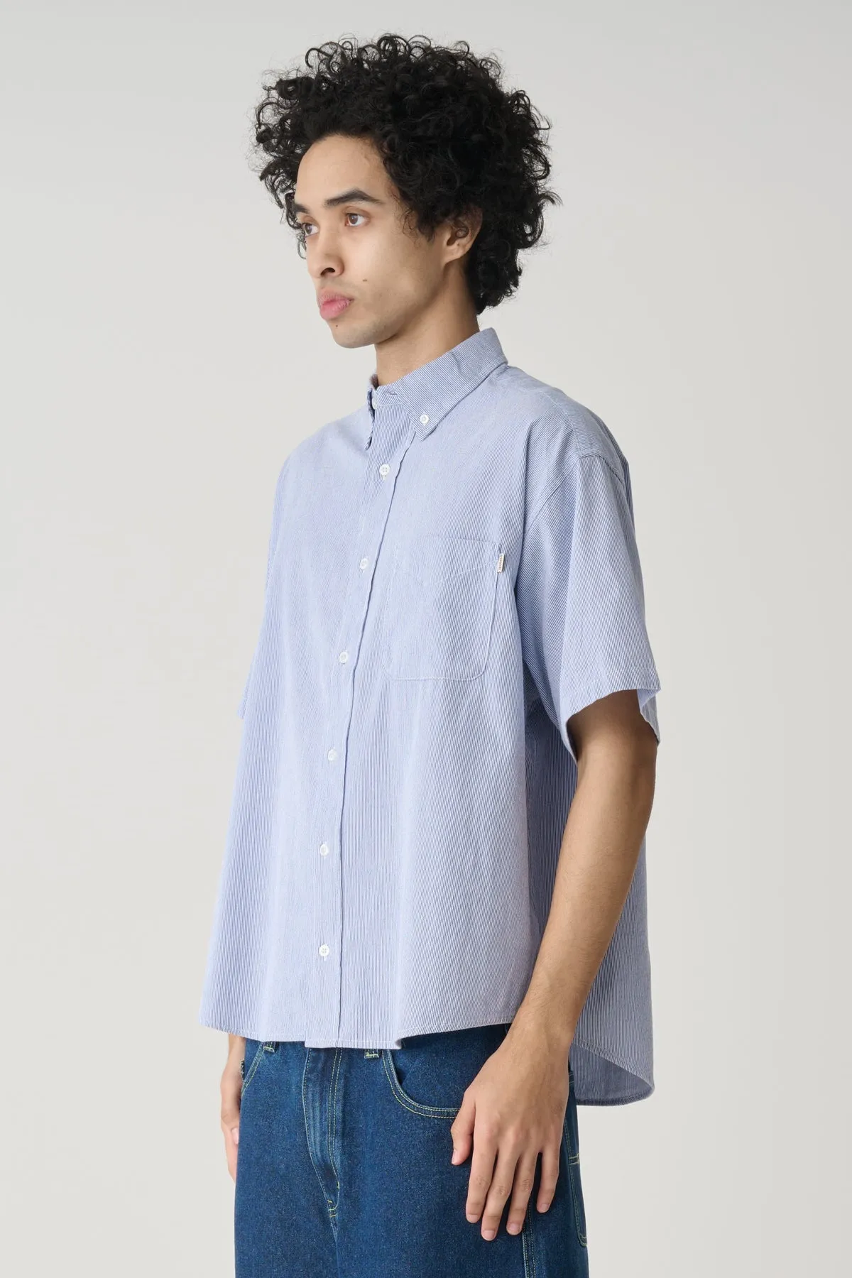 Classic Oxford Short Sleeve Shirt - Navy Stripe
