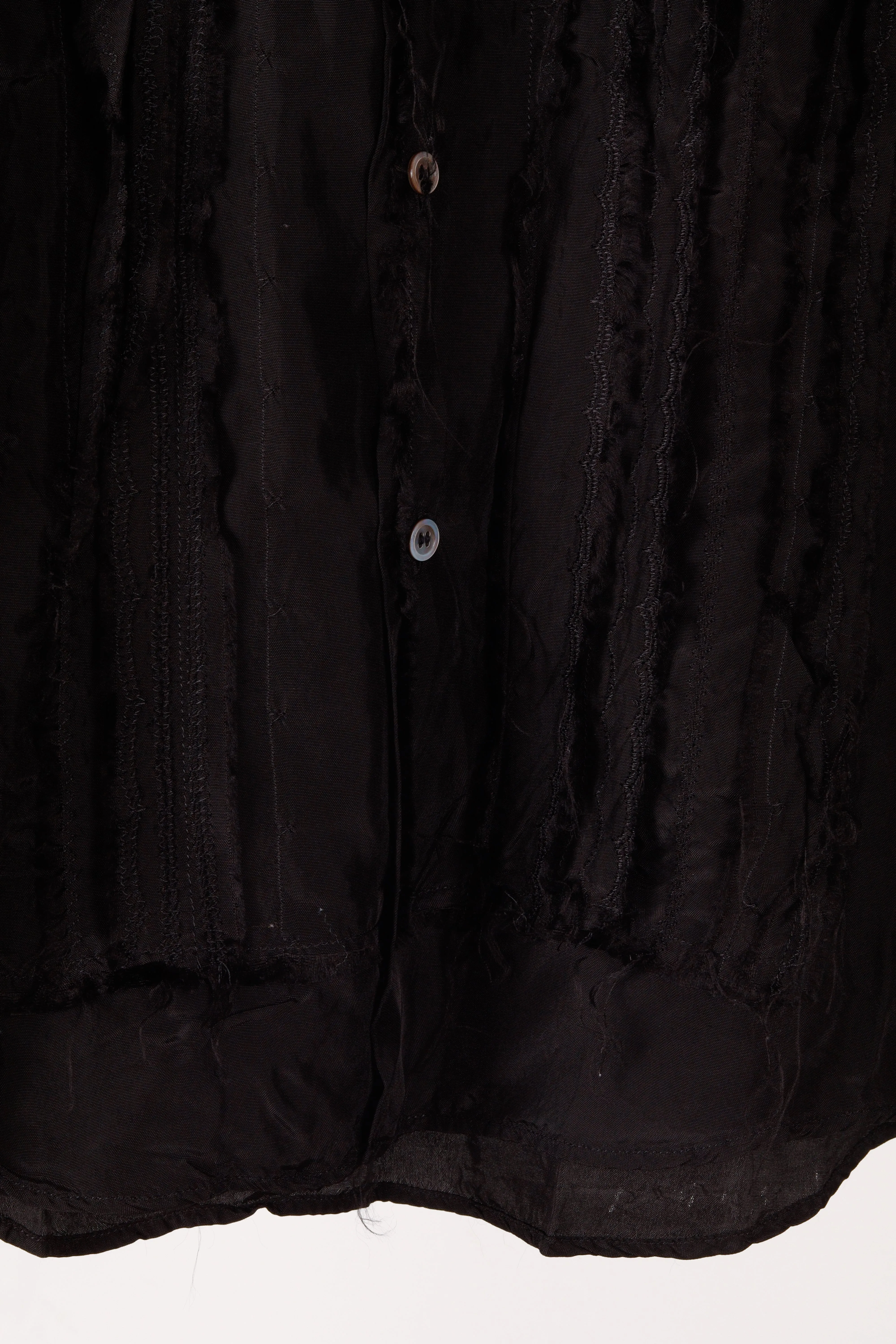 Comme des Garons tricot SS04 'Frayed Guayabera' Rayon S/S Shirt Black (2004)