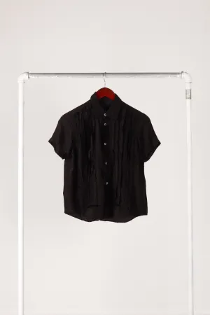 Comme des Garons tricot SS04 'Frayed Guayabera' Rayon S/S Shirt Black (2004)