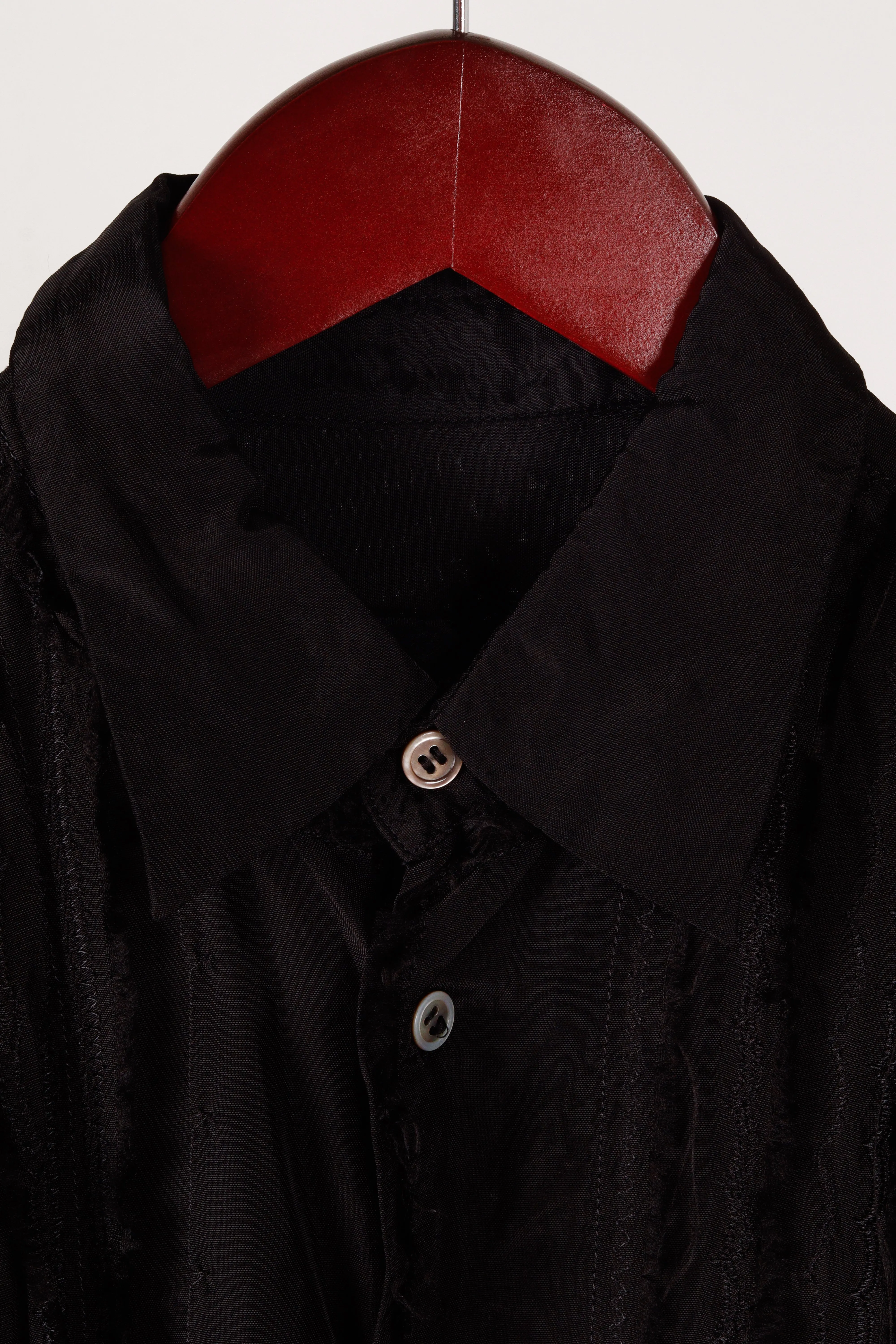 Comme des Garons tricot SS04 'Frayed Guayabera' Rayon S/S Shirt Black (2004)