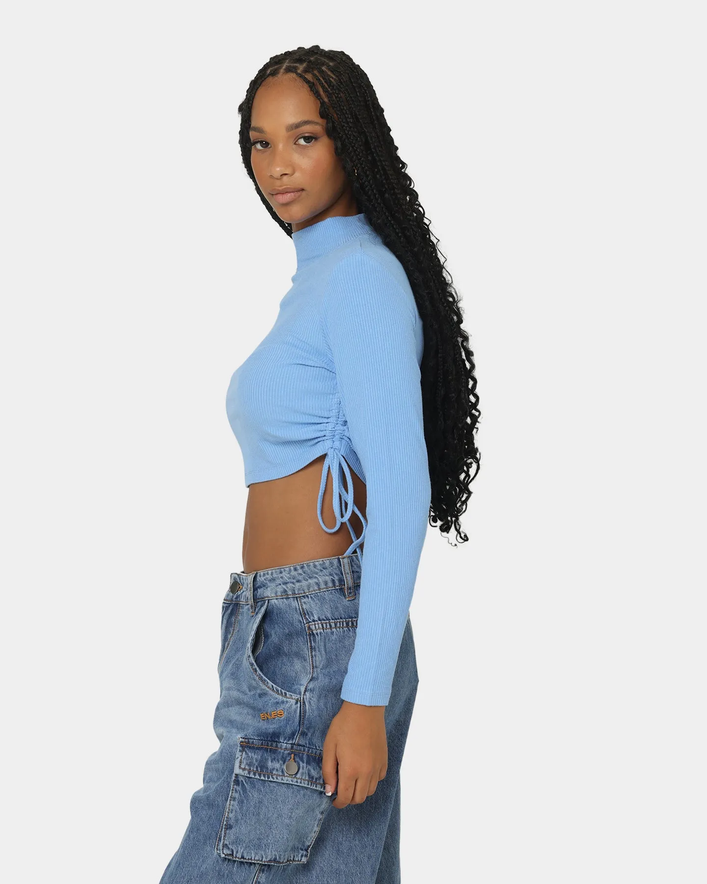 EN ES Women's Harper Cropped LS Top Bluebell