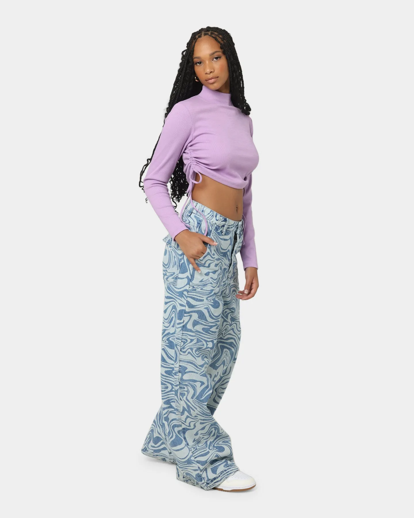 EN ES Women's Harper Cropped LS Top Lilac
