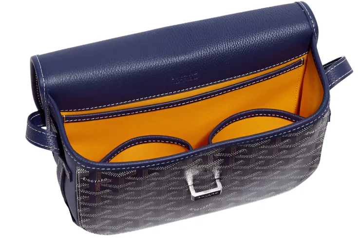 Goyard Navy Blue Chevron Print Coated Canvas Belvedere II MM Crossbody Bag