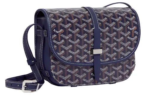 Goyard Navy Blue Chevron Print Coated Canvas Belvedere II MM Crossbody Bag