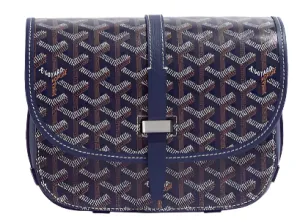 Goyard Navy Blue Chevron Print Coated Canvas Belvedere II MM Crossbody Bag