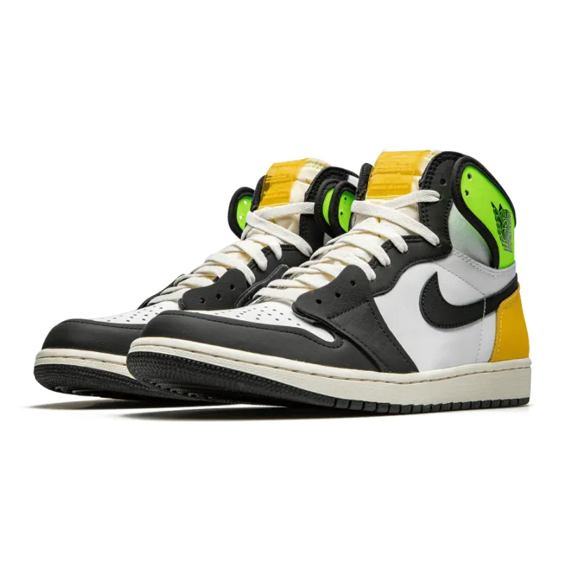 Jordan 1 Retro High White Black Volt University Gold