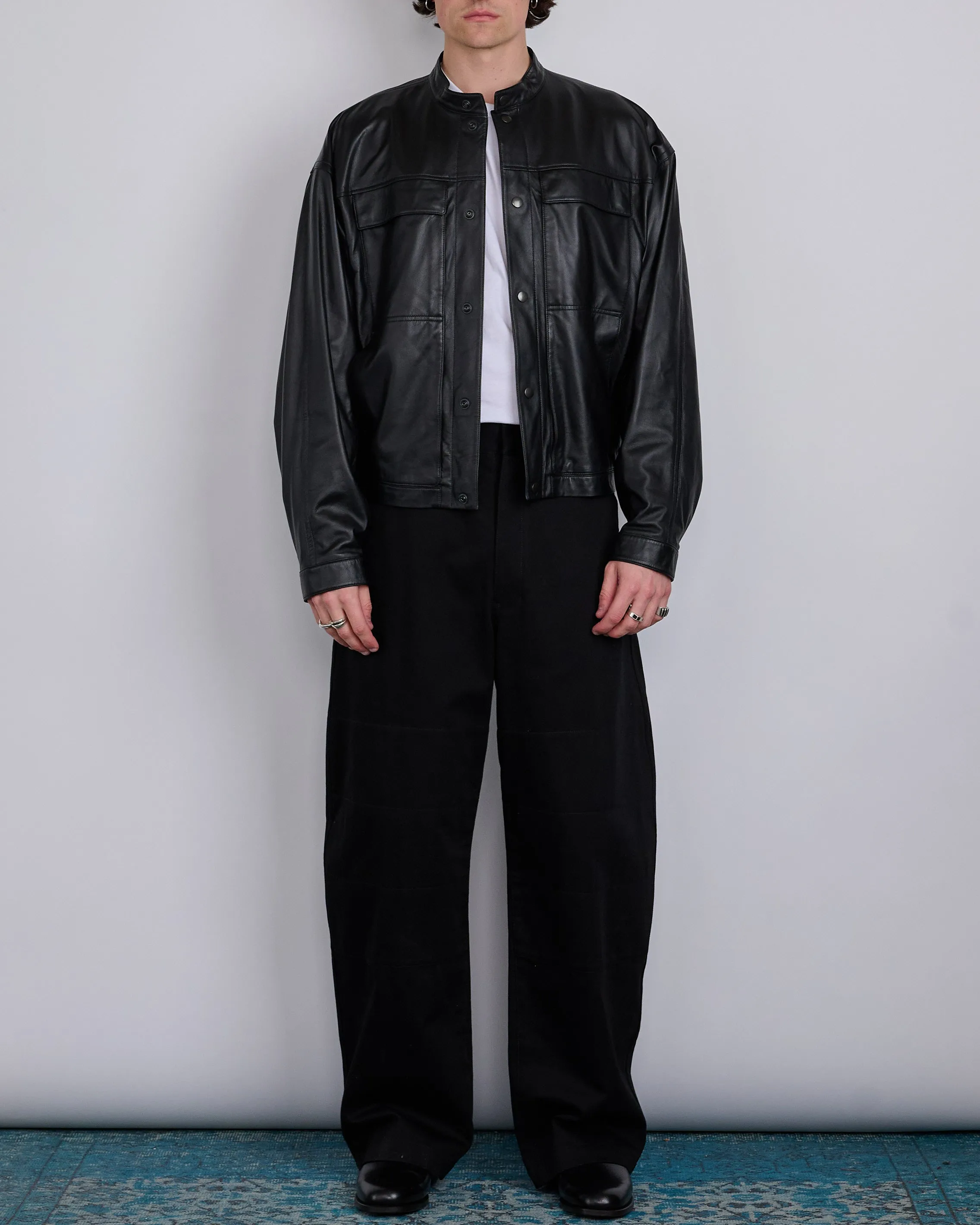 LEMAIRE Soft Boxy Leather Jacket Black