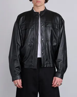 LEMAIRE Soft Boxy Leather Jacket Black