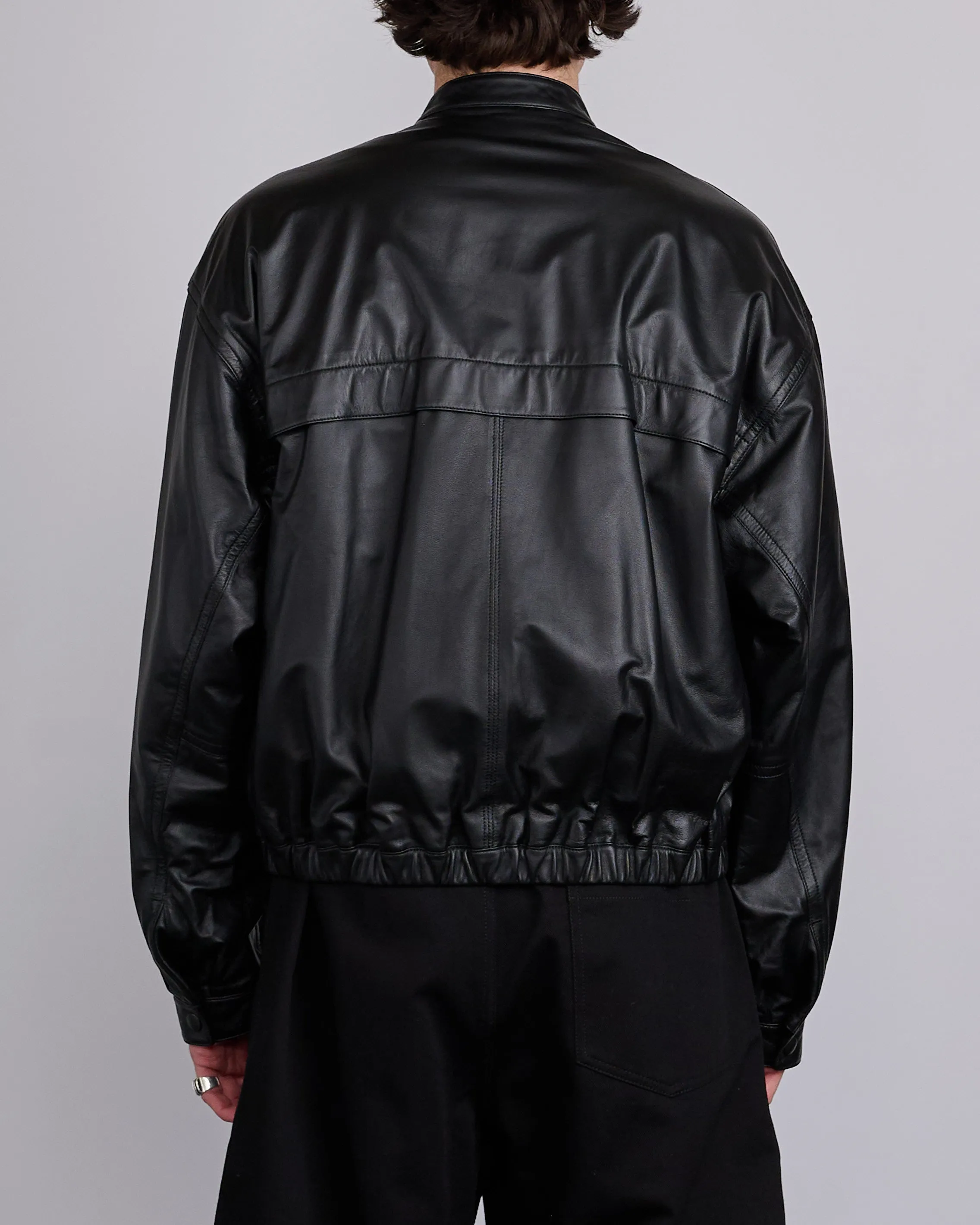 LEMAIRE Soft Boxy Leather Jacket Black