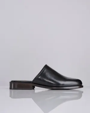 LEMAIRE Square Mule Shiny Leather Black