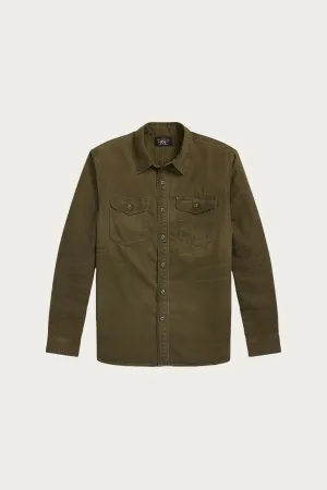 Long-Sleeve Cotton Preston Workshirt - Dark Olive