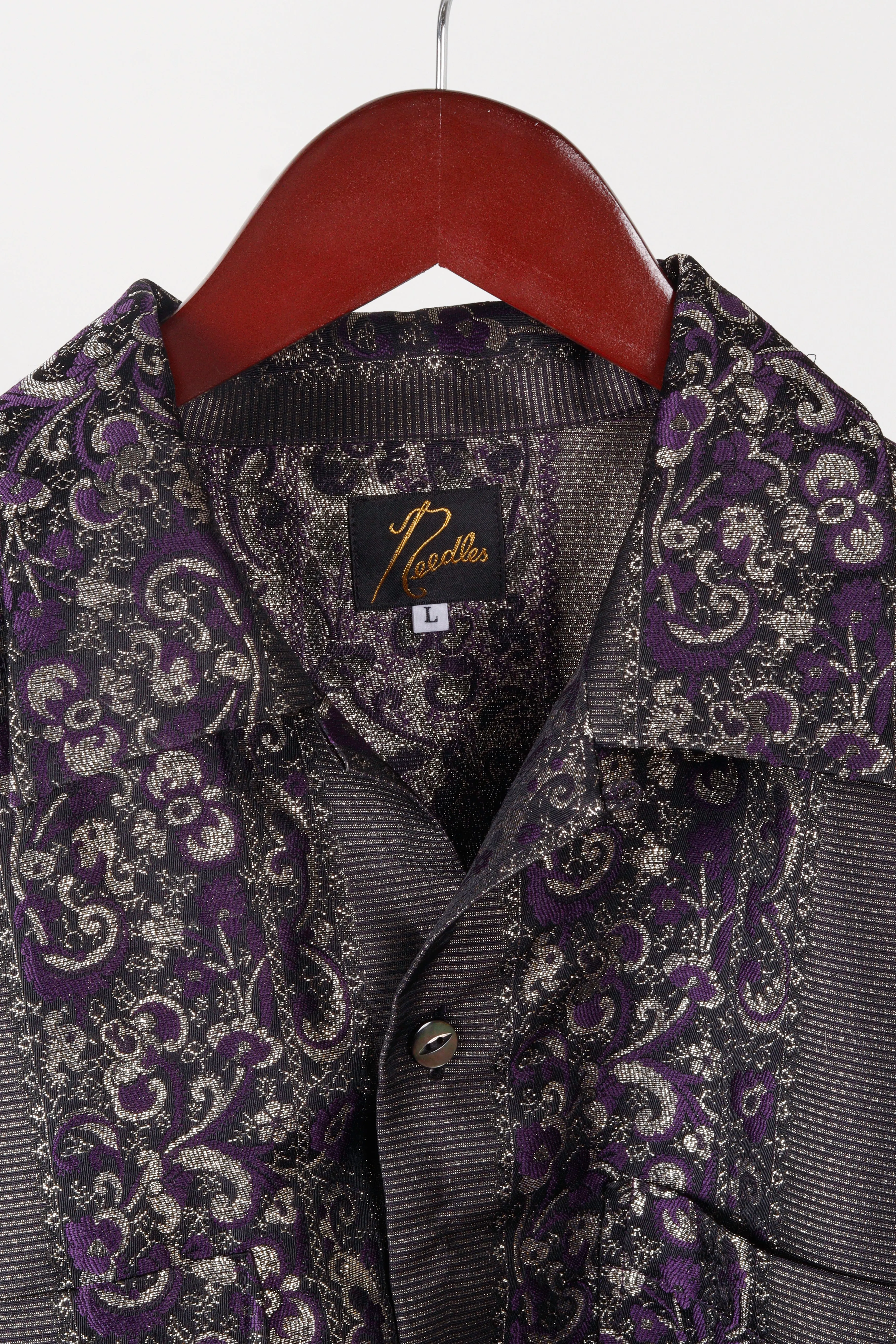 Needles SS20 'Cut Off Jacquard Striped' S/S Shirt Purple (2020)