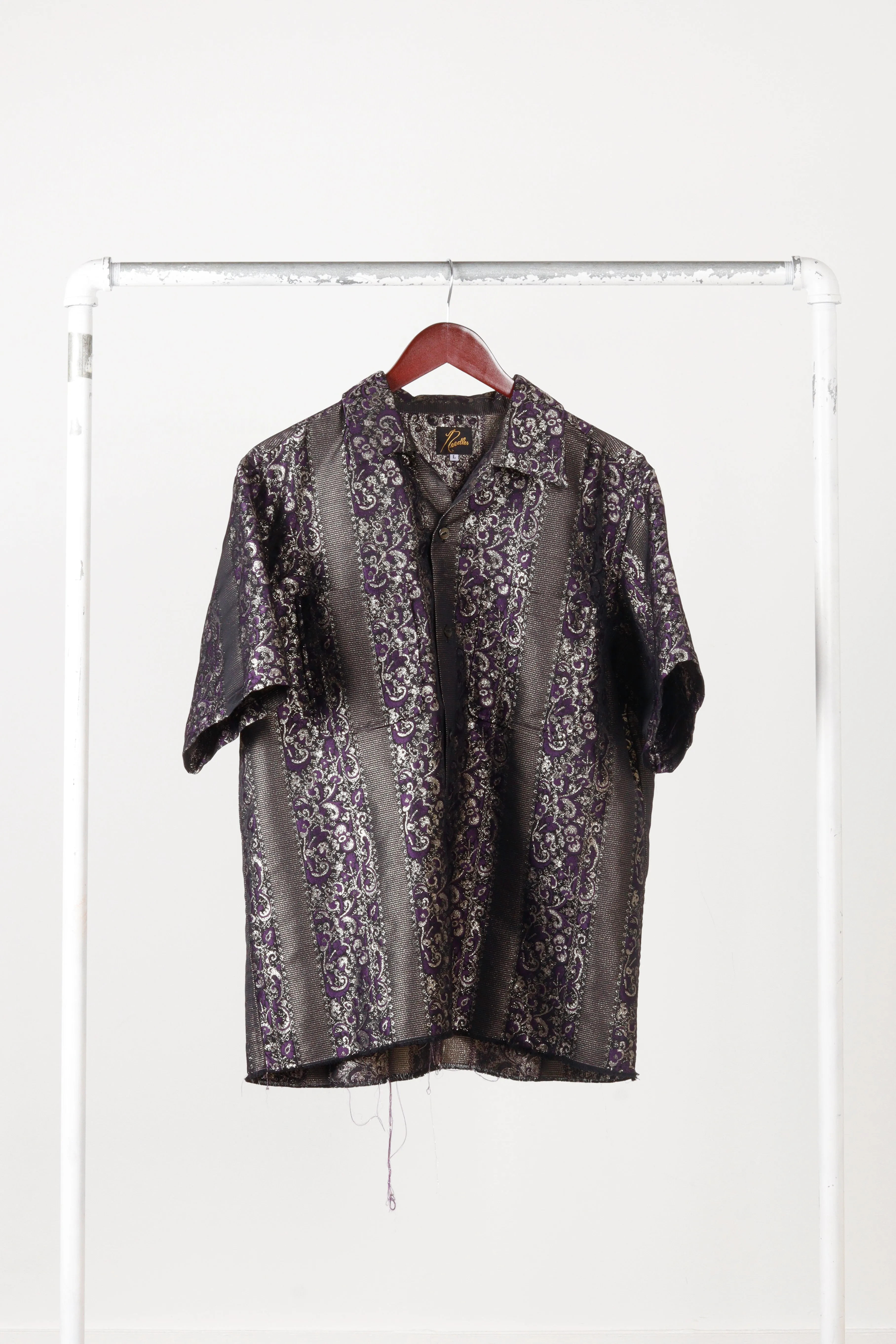 Needles SS20 'Cut Off Jacquard Striped' S/S Shirt Purple (2020)