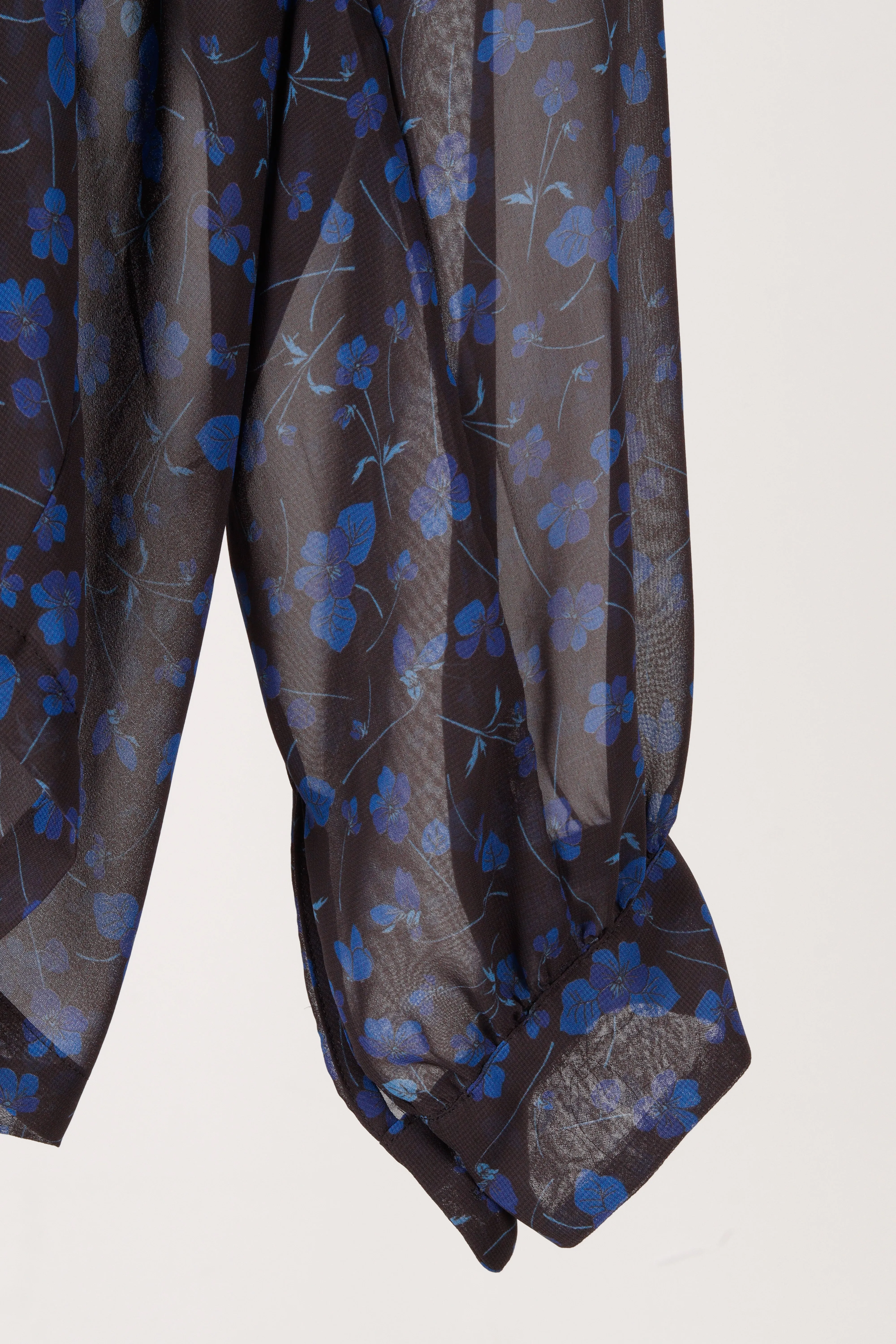 Needles SS23 Womens 'Floral Print Gathered Sheer' Blouse Blue (2023)