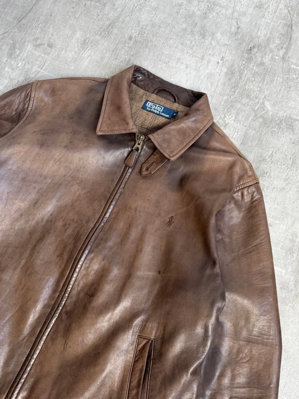 Polo Ralph Lauren Brown Soft Leather Harrington Jacket