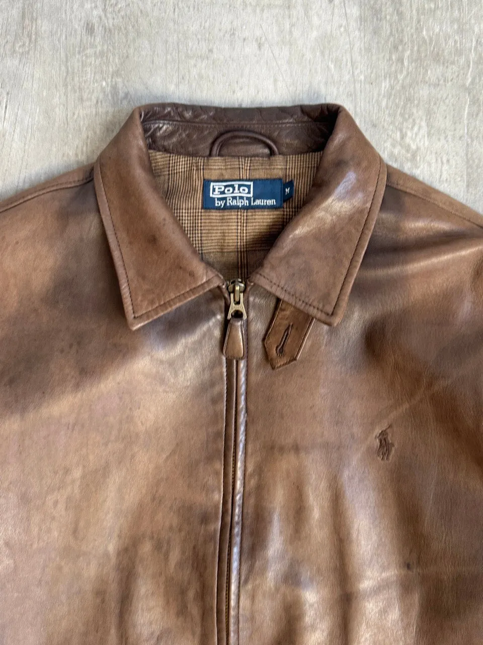 Polo Ralph Lauren Brown Soft Leather Harrington Jacket