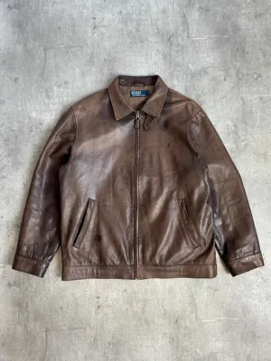Polo Ralph Lauren Brown Soft Leather Harrington Jacket
