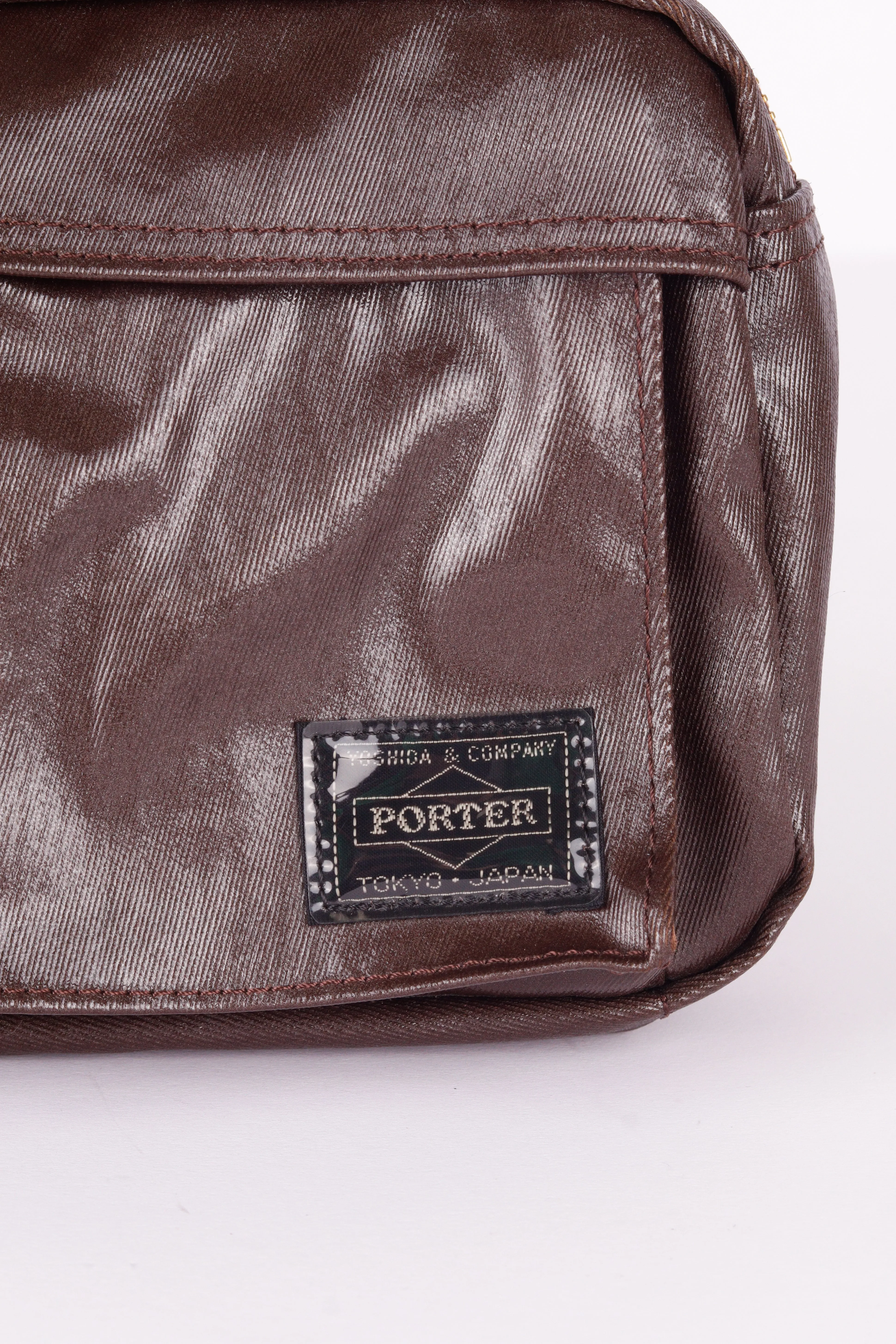 Porter 'Waxed Leather Tanker' Waist Bag Brown
