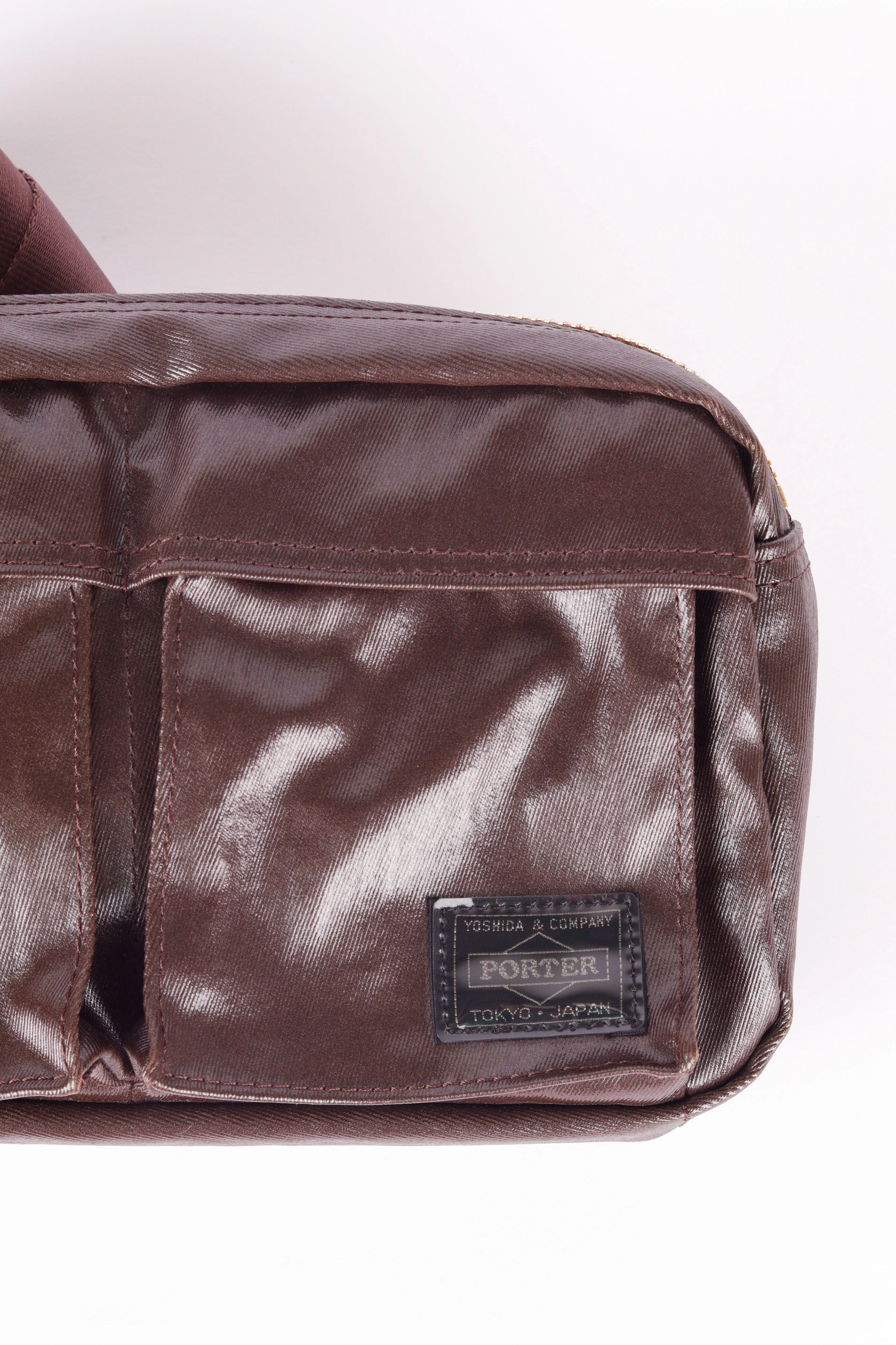 Porter 'Waxed Leather Tanker' Waist Bag Brown