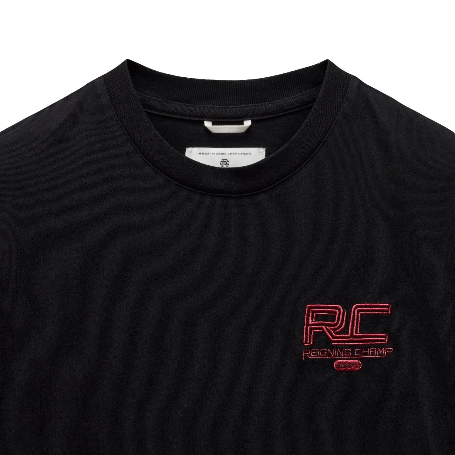 Reigning Champ Men Knit Midweight Jersey Race T-Shirt Black Red