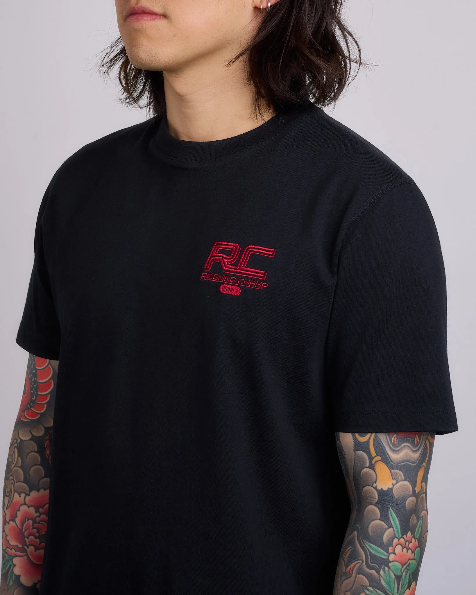 Reigning Champ Midweight Jersey Race T-Shirt Black-Red