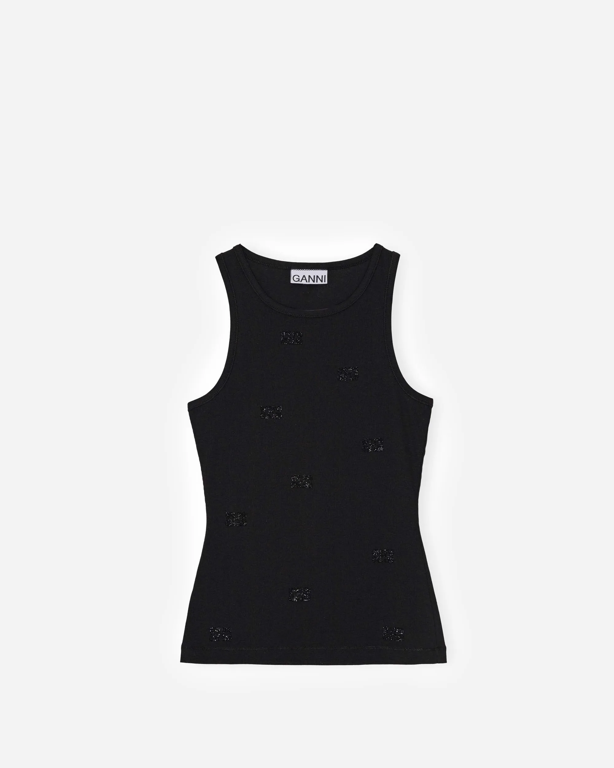 Soft Cotton Rib Rhinestone Butterfly Tank Top
