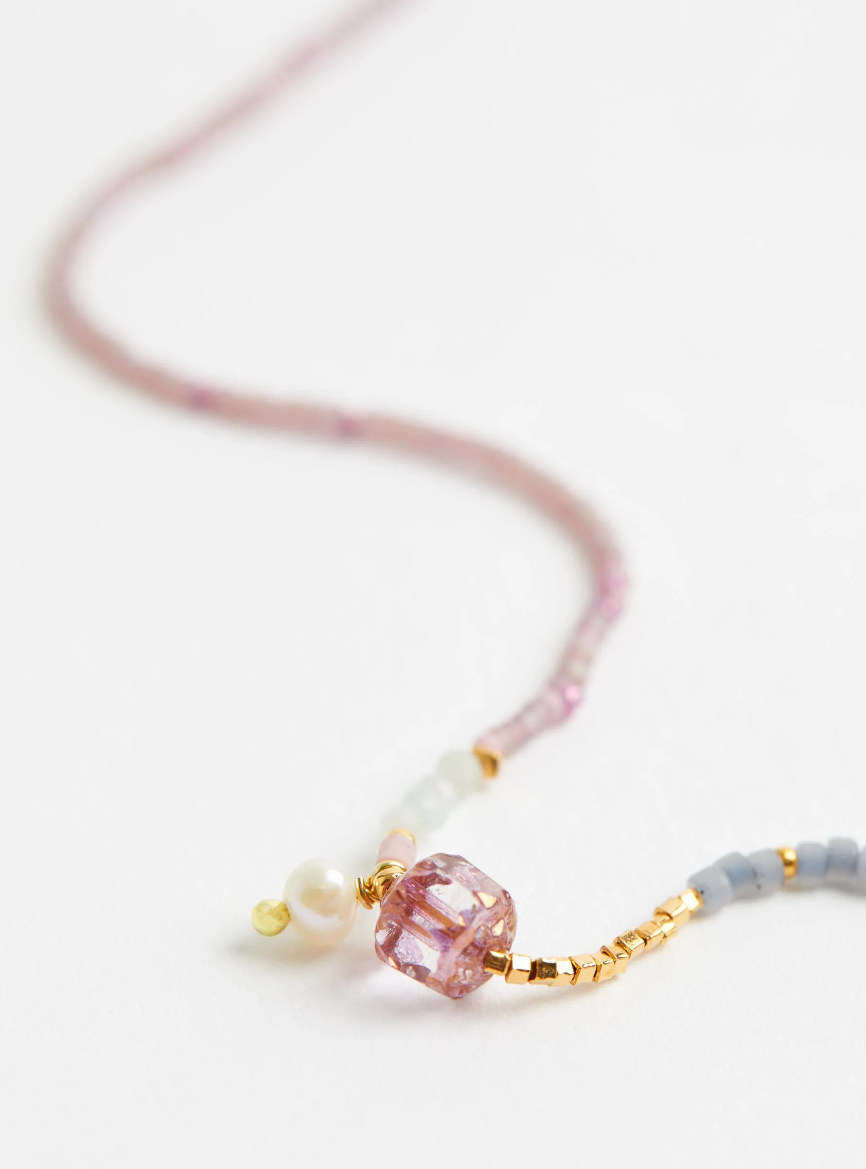 Soft Lilac and Pearl Necklace