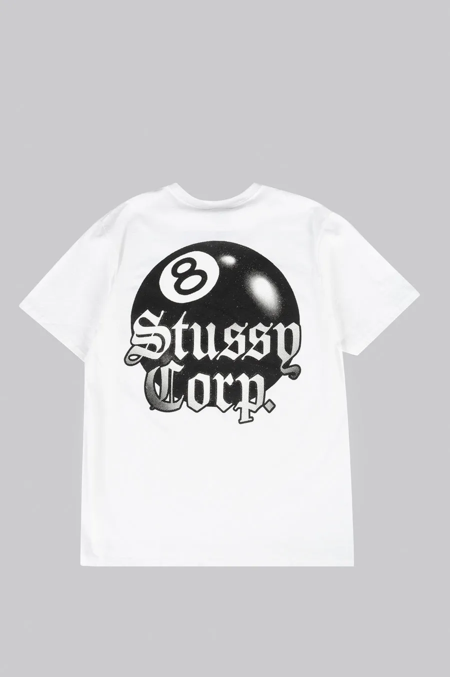 STUSSY 8 BALL CORP. TEE WHITE