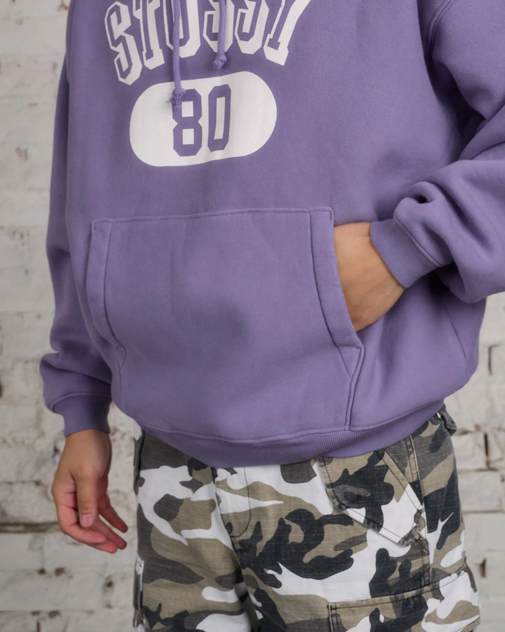 Stussy 80 Relaxed Hooded Sweatshirt Ash Purple