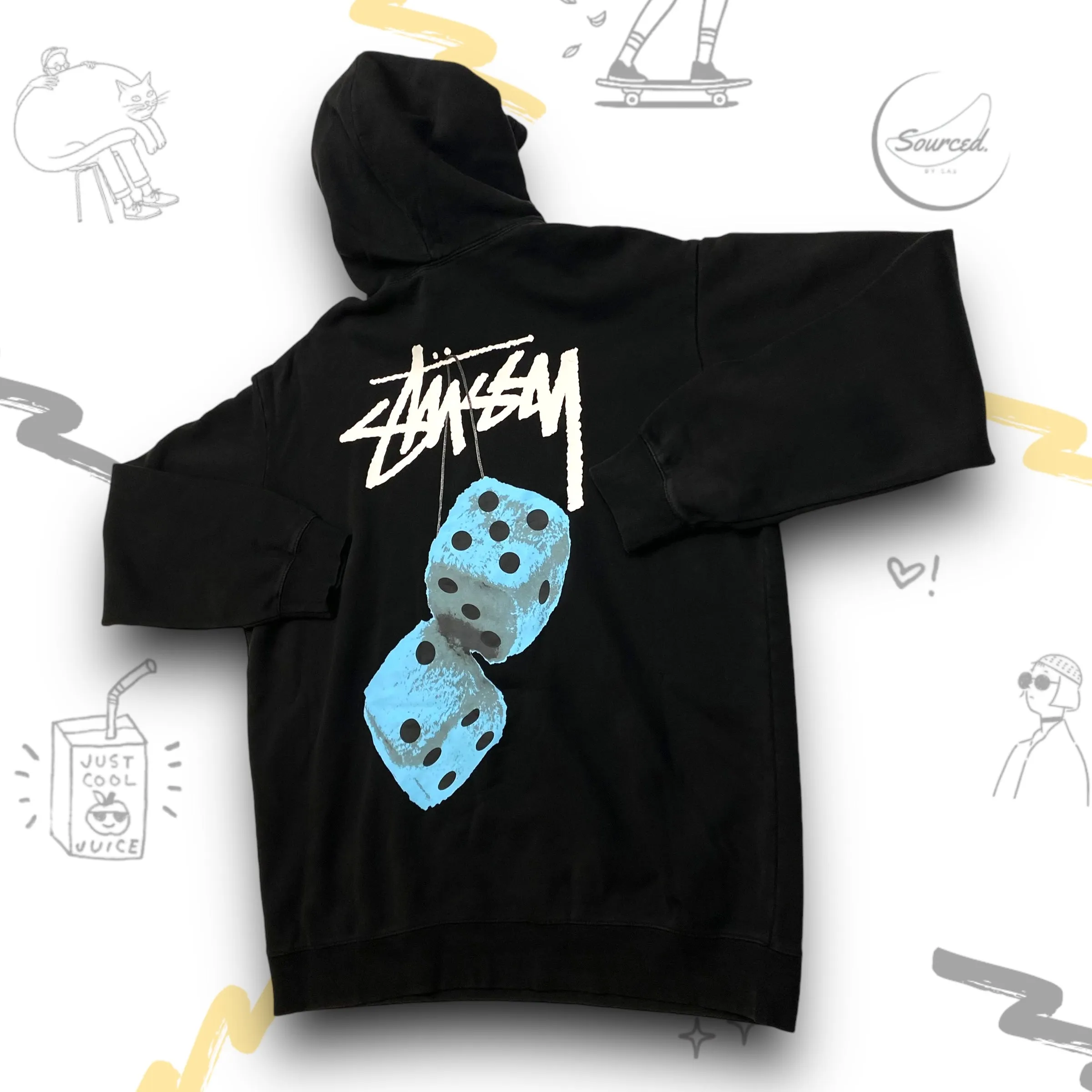 Stussy Blue Dice Hoodie Back Graphic