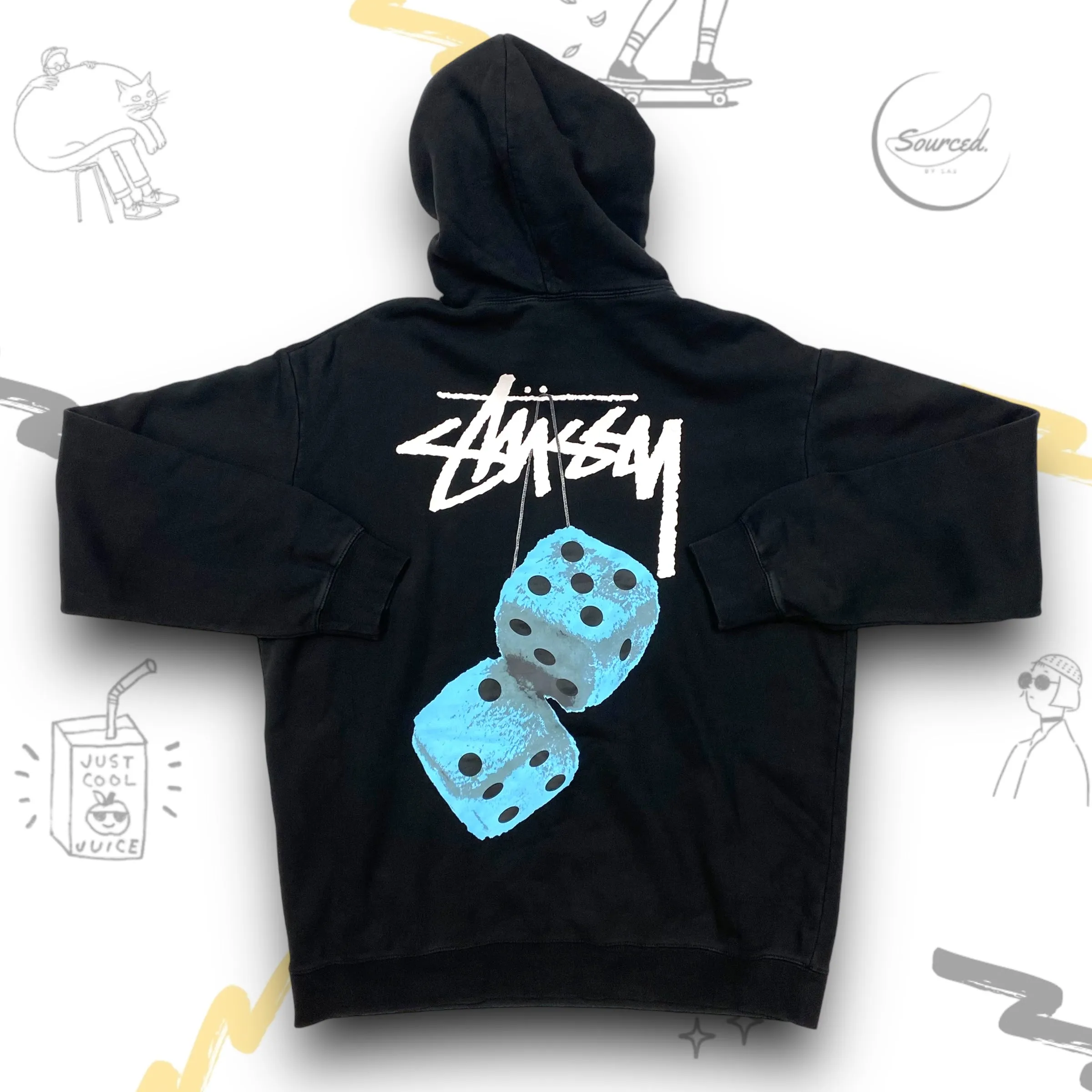 Stussy Blue Dice Hoodie Back Graphic