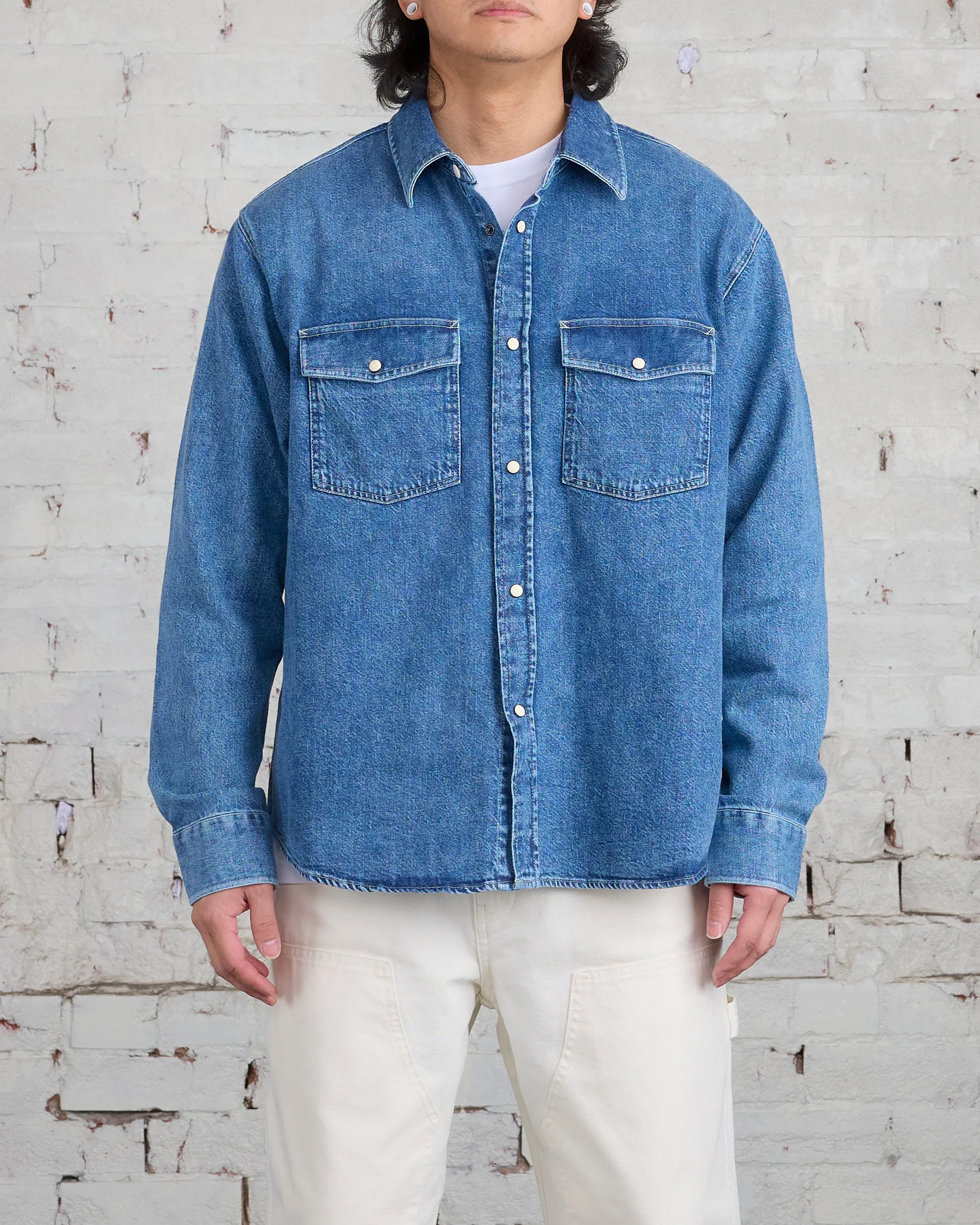 Stussy Boxy Western Snap Shirt Light Denim