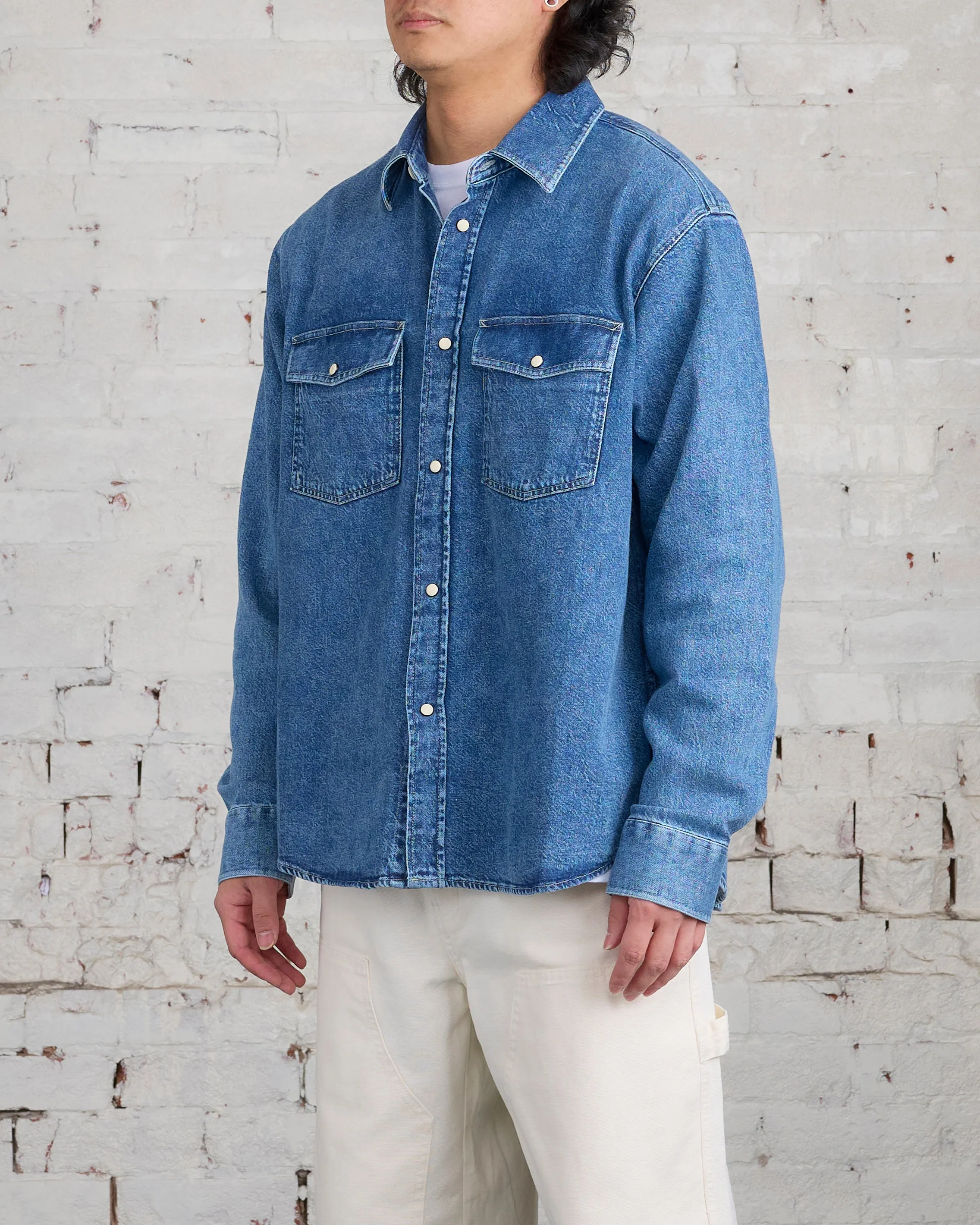 Stussy Boxy Western Snap Shirt Light Denim
