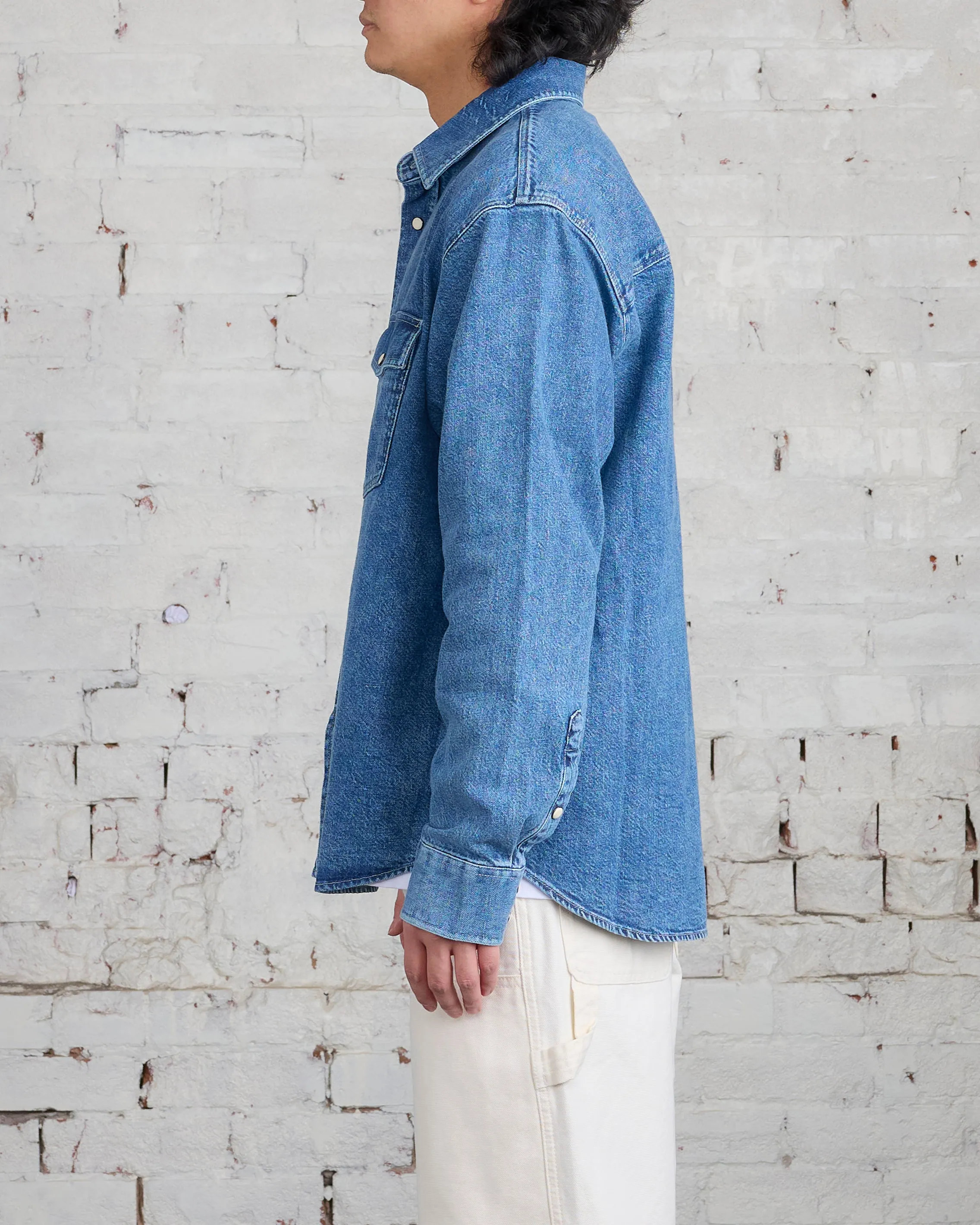 Stussy Boxy Western Snap Shirt Light Denim