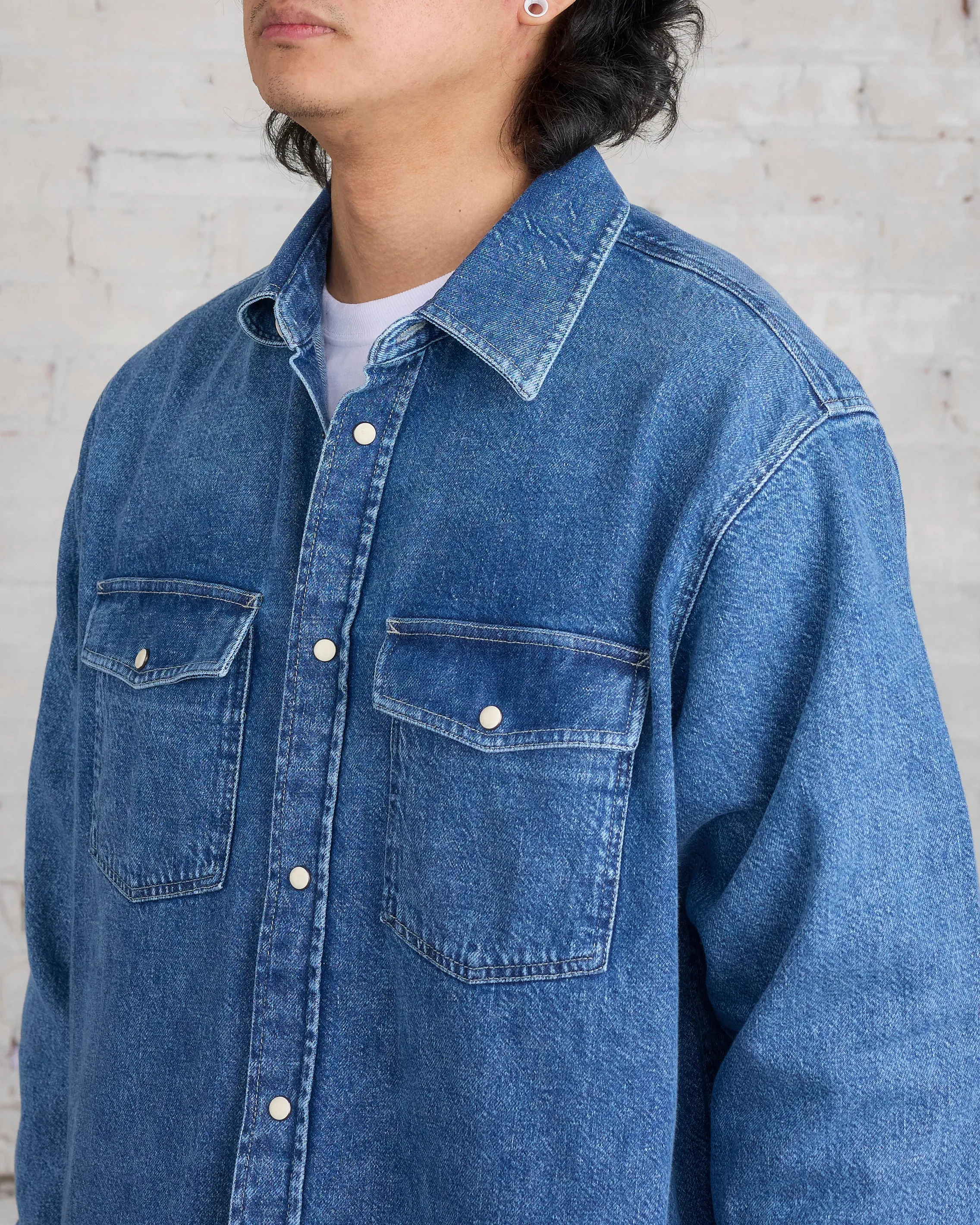 Stussy Boxy Western Snap Shirt Light Denim