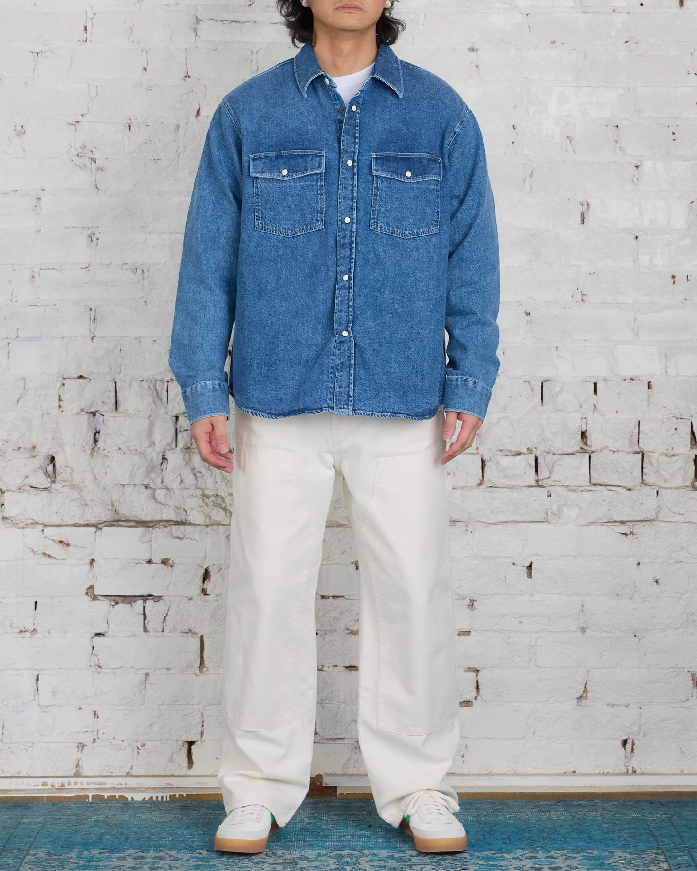 Stussy Boxy Western Snap Shirt Light Denim