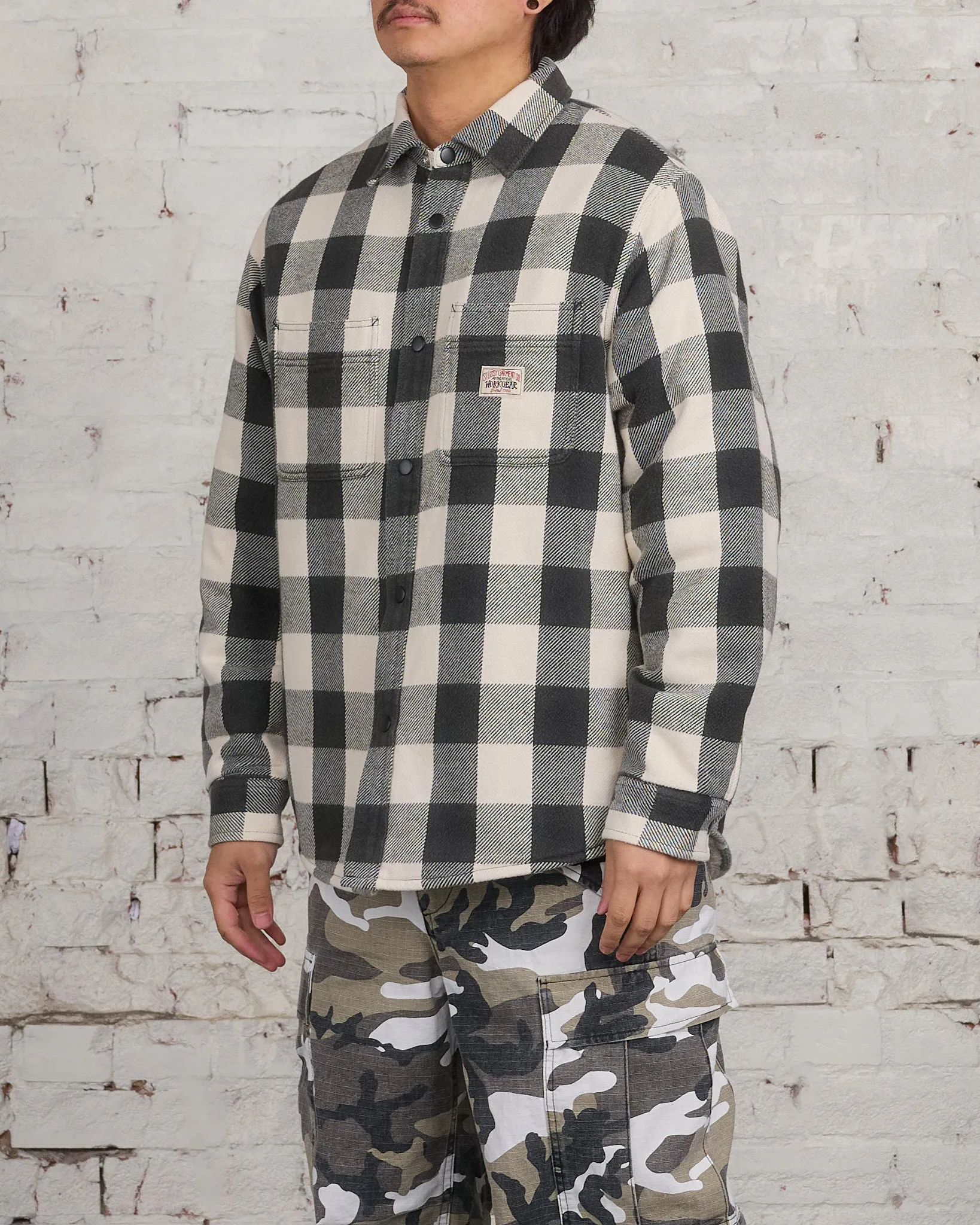 Stussy Buffalo Plaid Button Shirt Bone