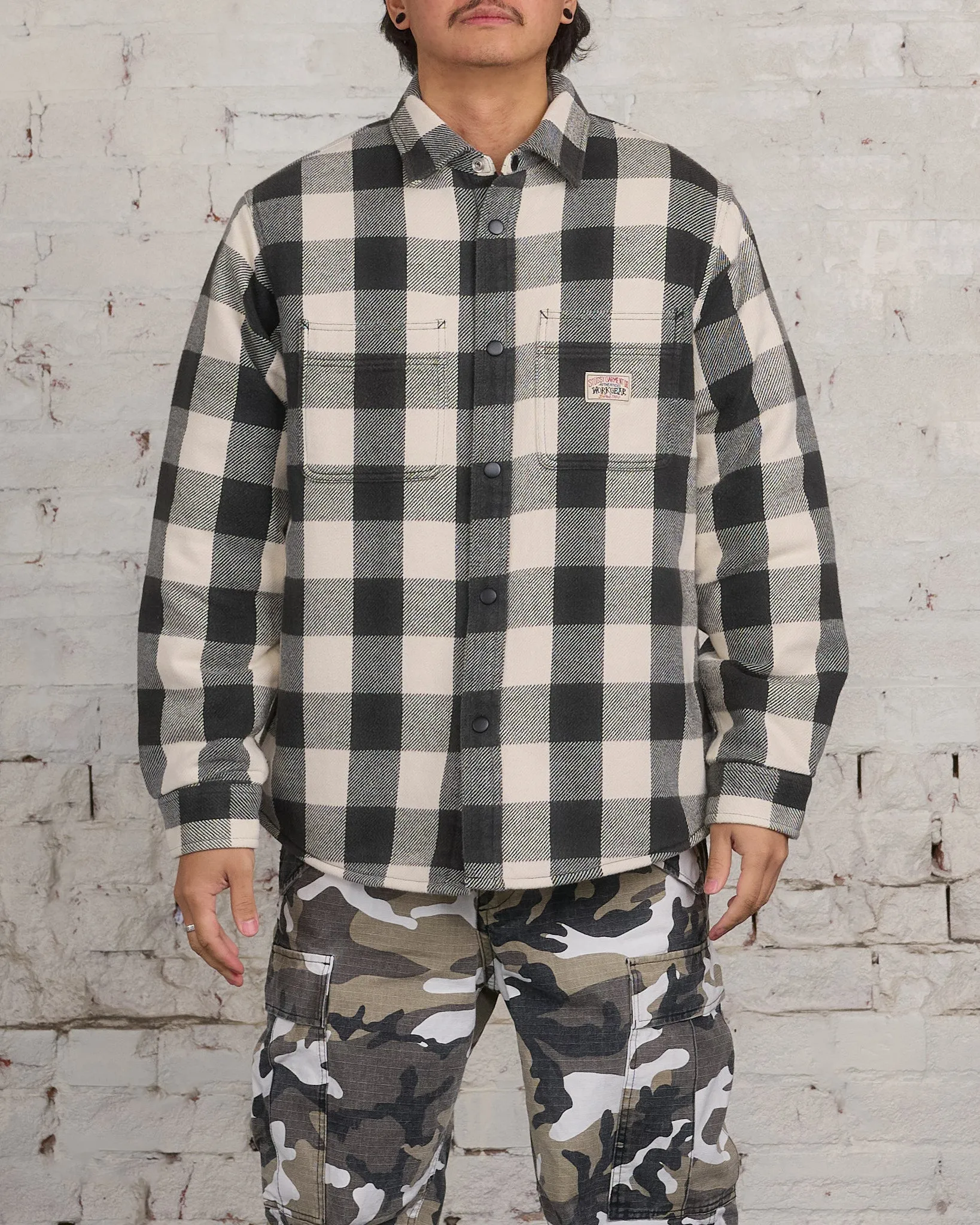 Stussy Buffalo Plaid Button Shirt Bone