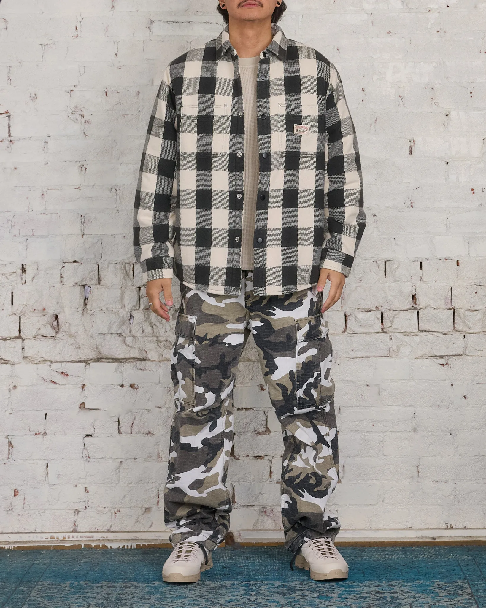 Stussy Buffalo Plaid Button Shirt Bone