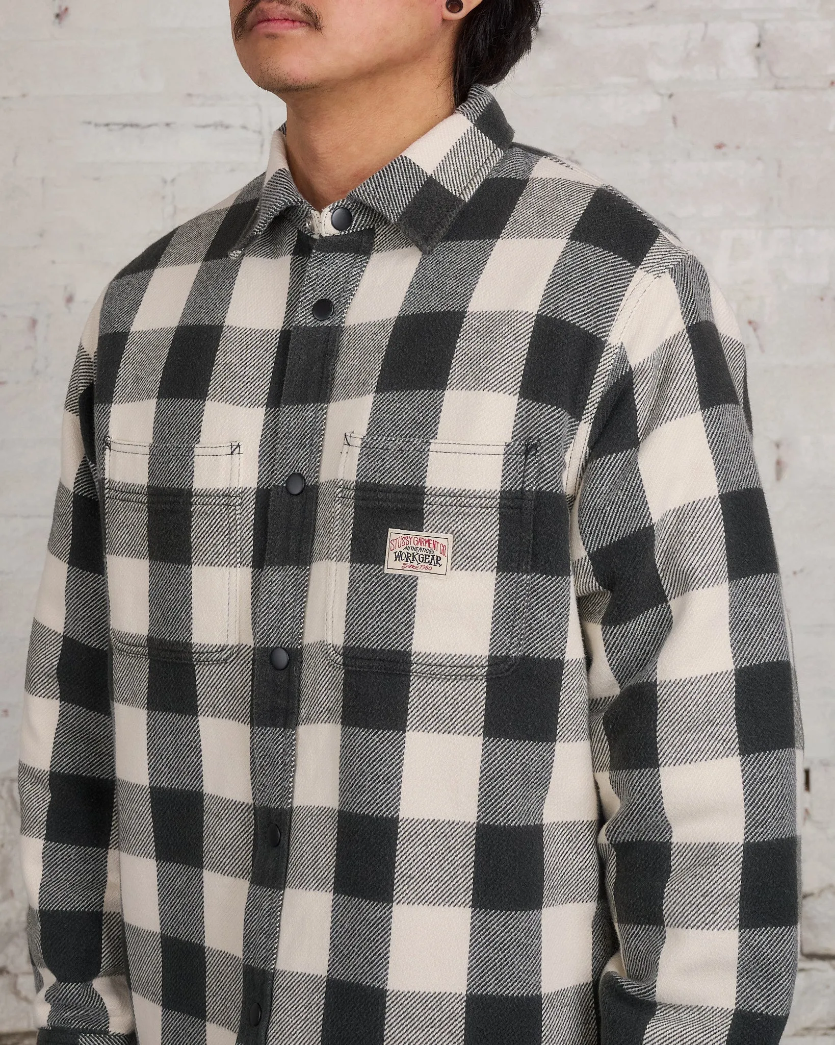 Stussy Buffalo Plaid Button Shirt Bone