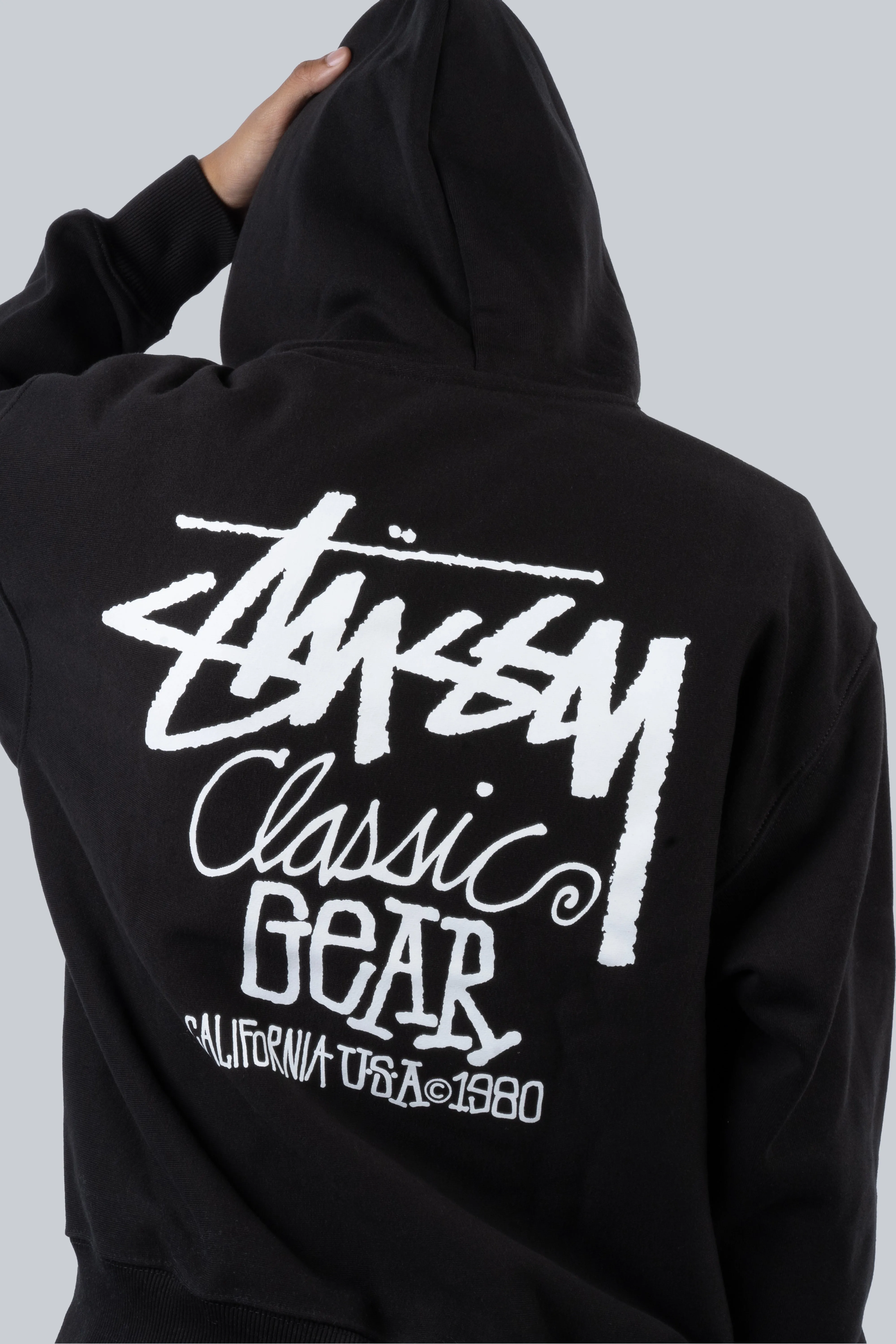 STUSSY CLASSIC GEAR HOODIE BLACK